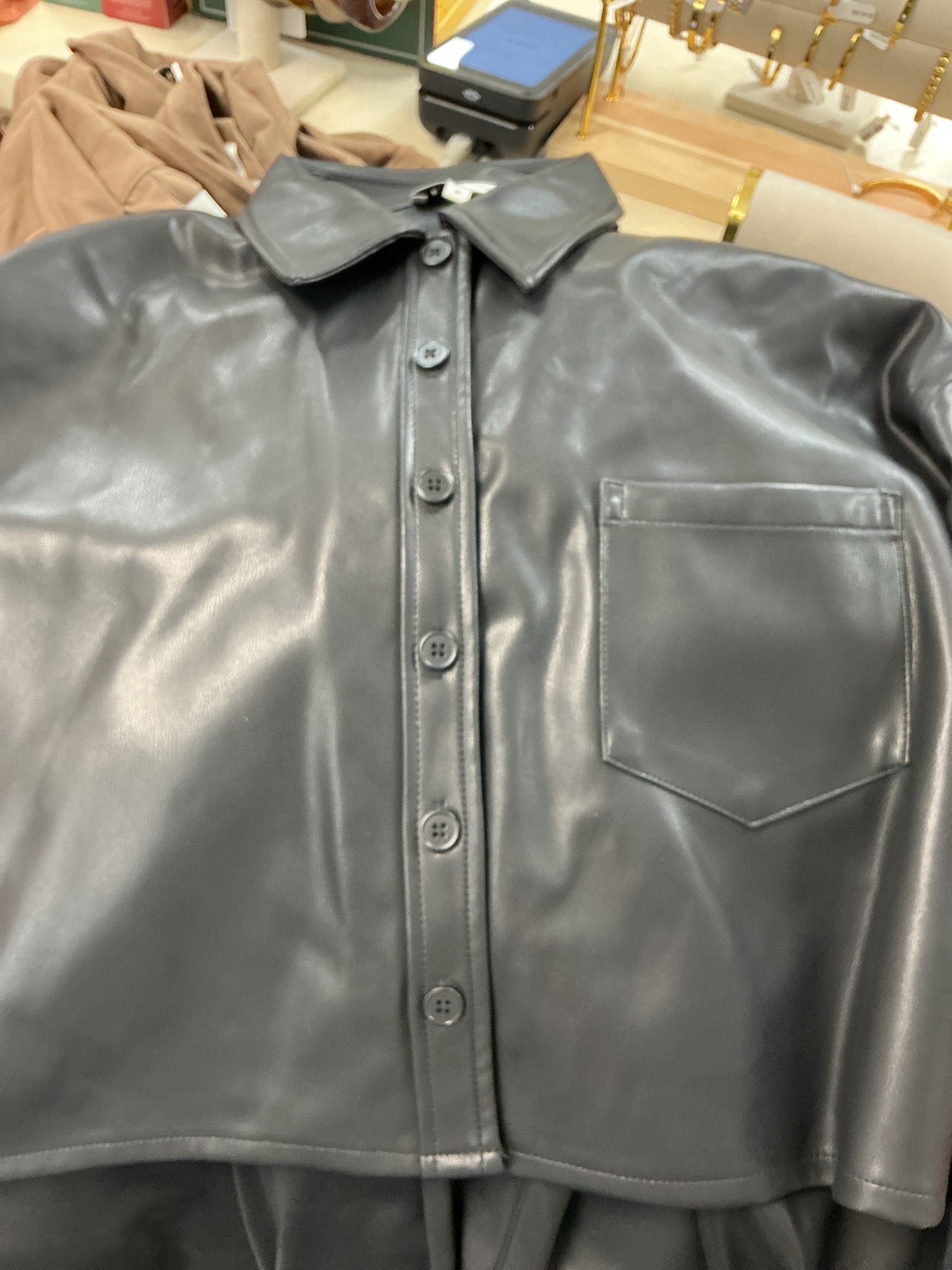 Black leather coat