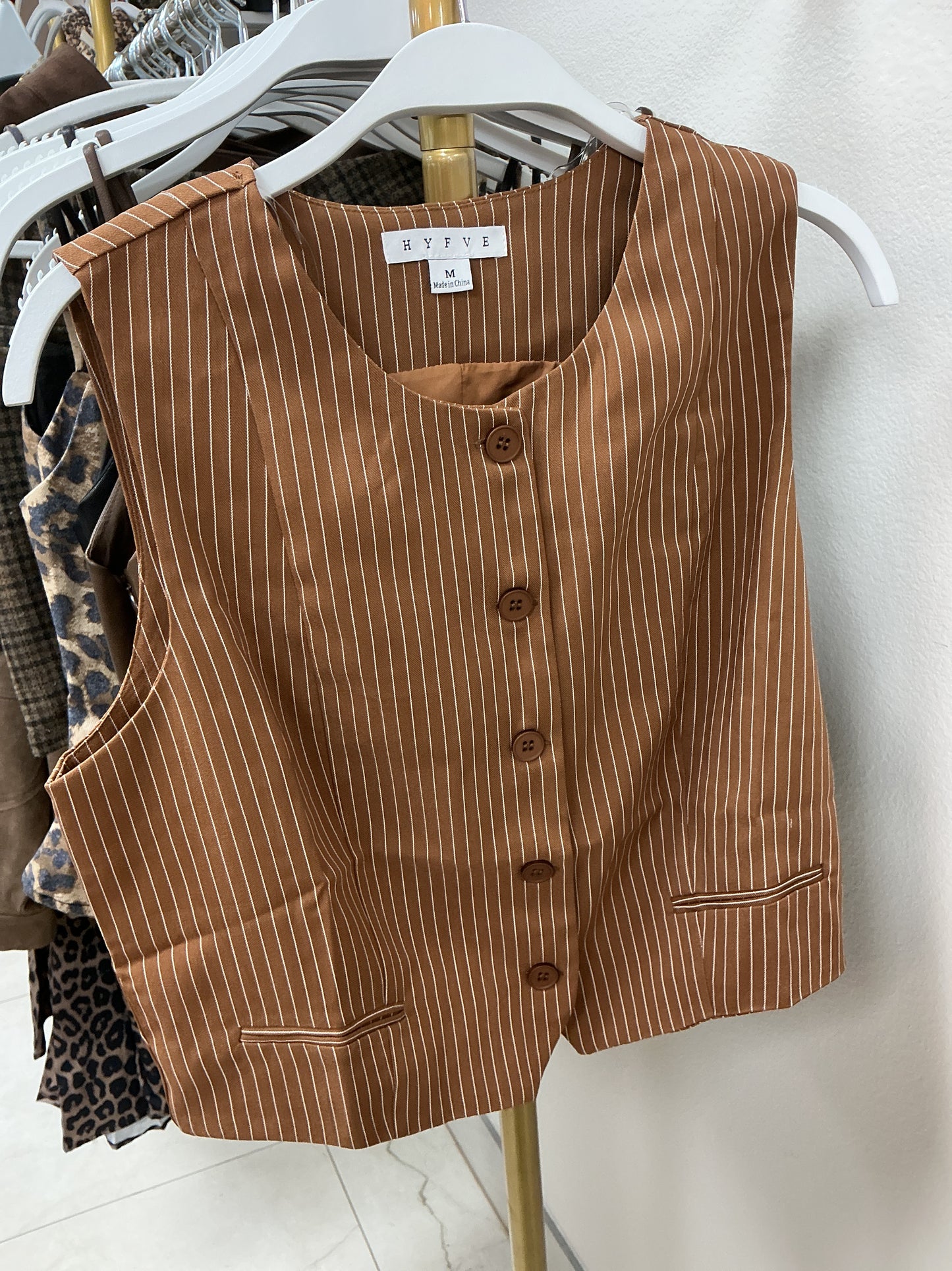 Brown striped vest