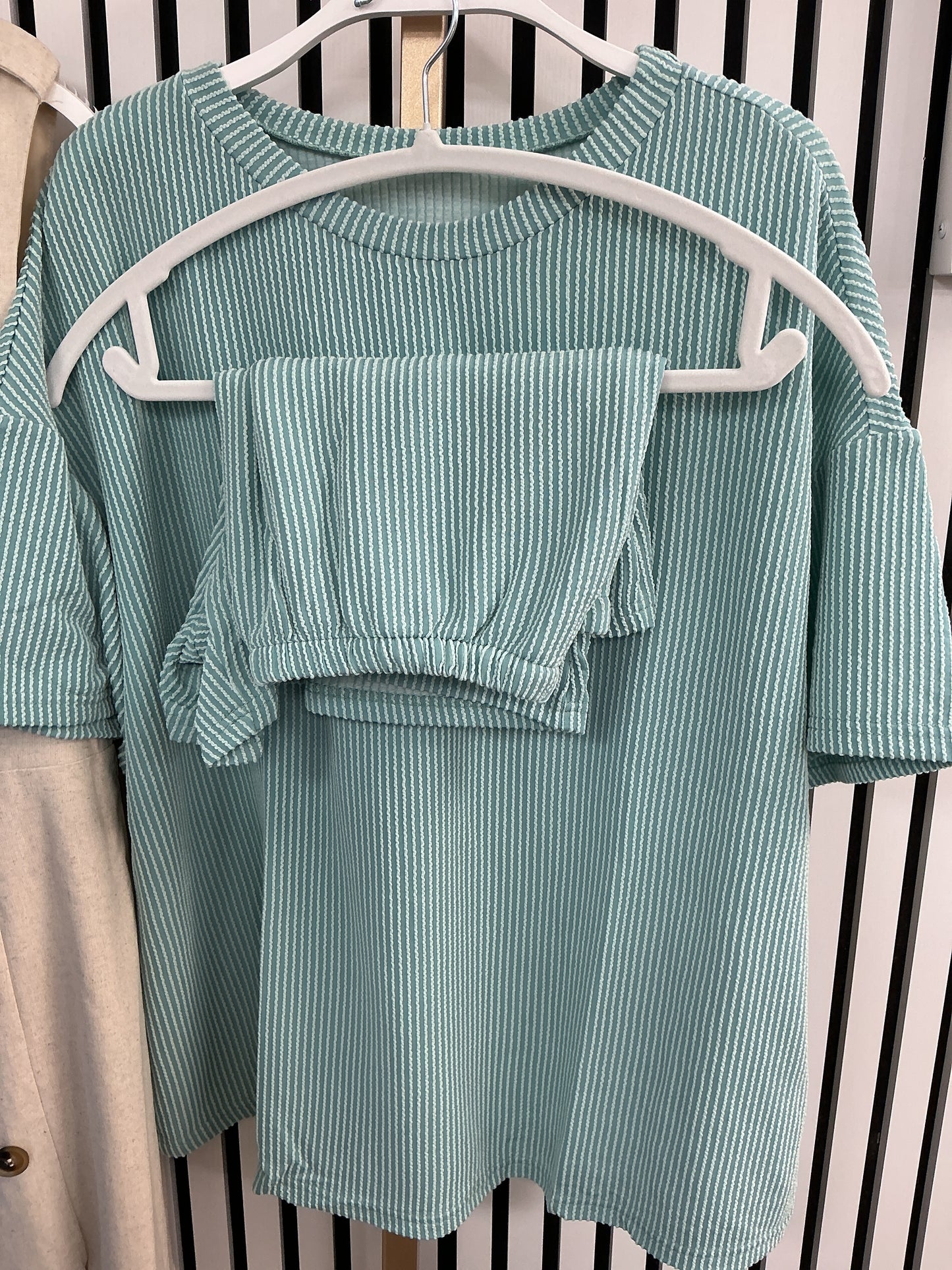 Teal two piece short set