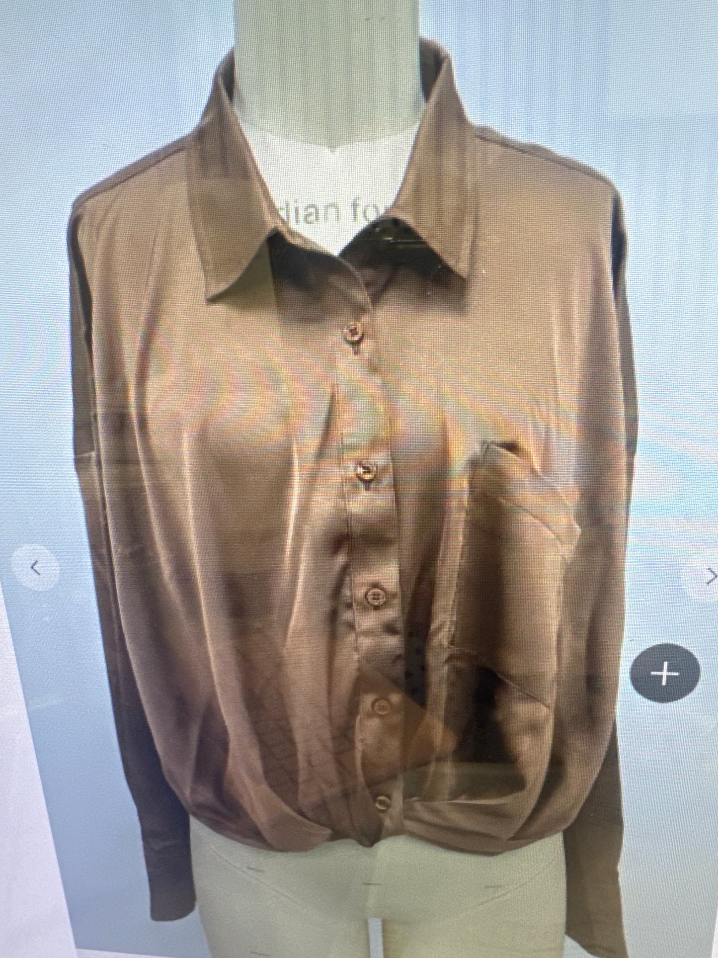 Brown satin button up long sleeve