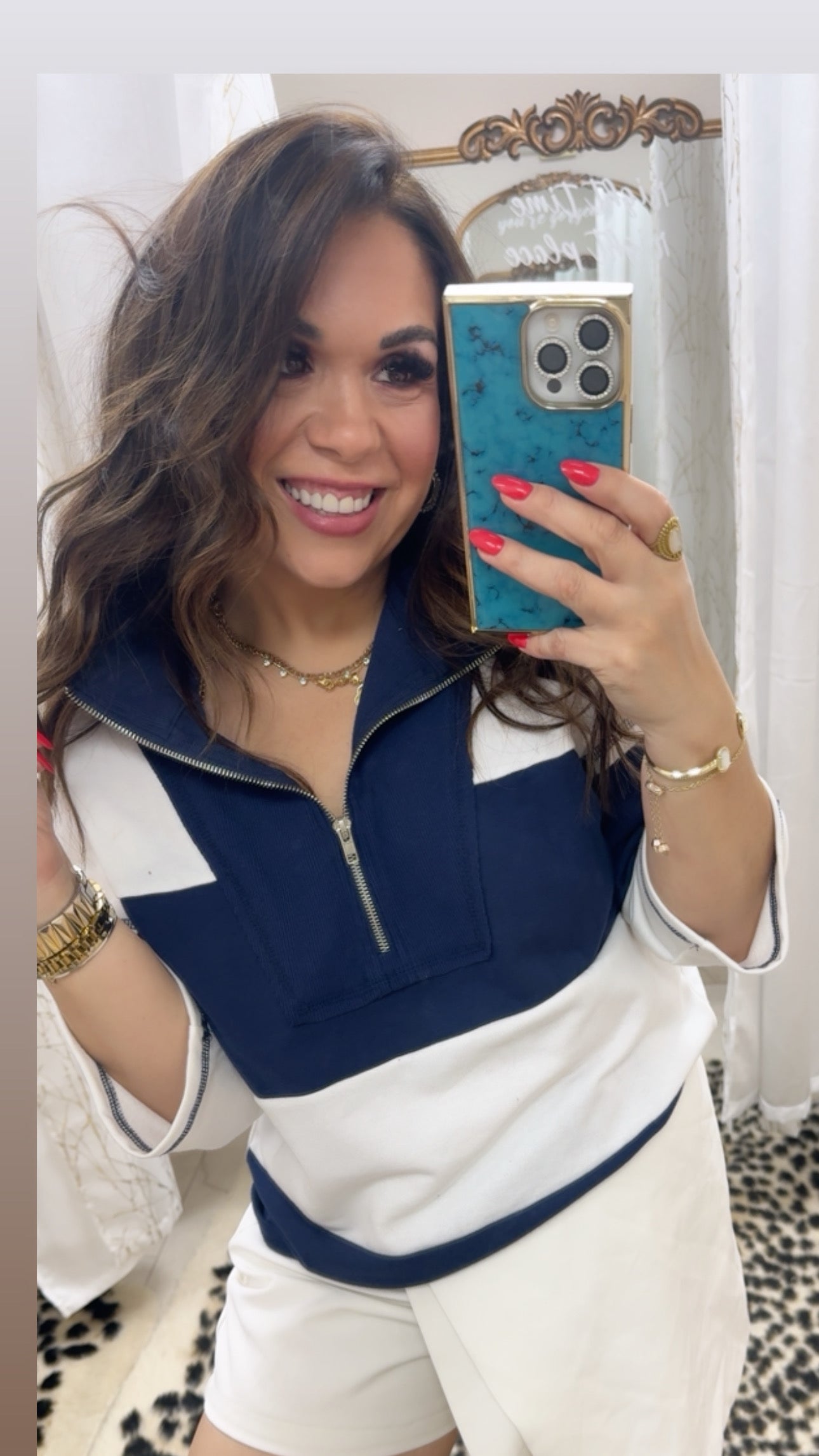 Navy stripped top