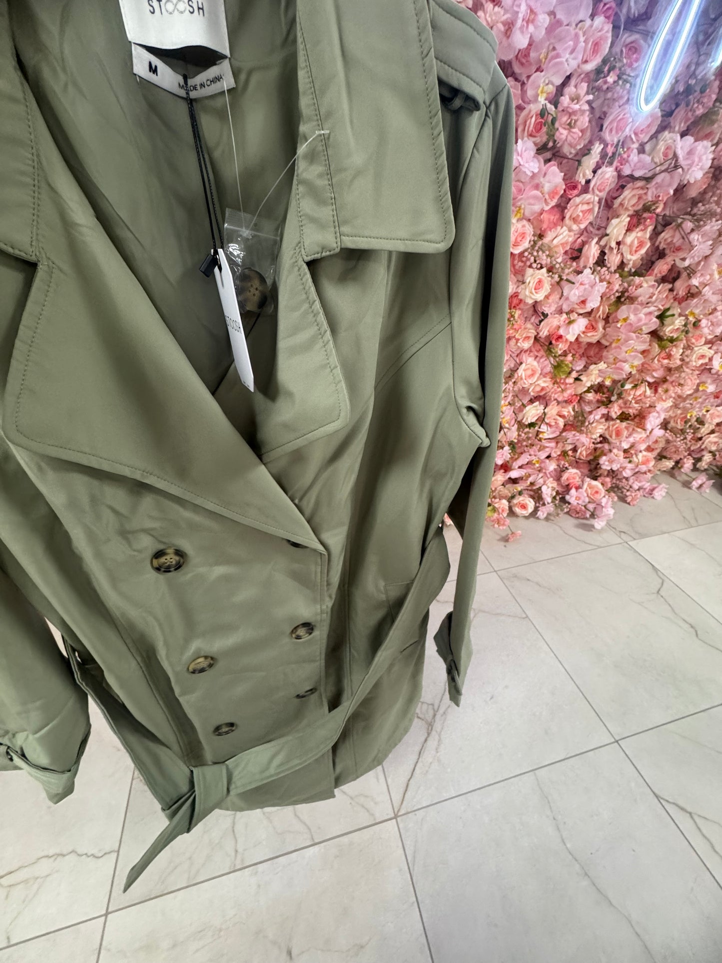 Sage green trench coat