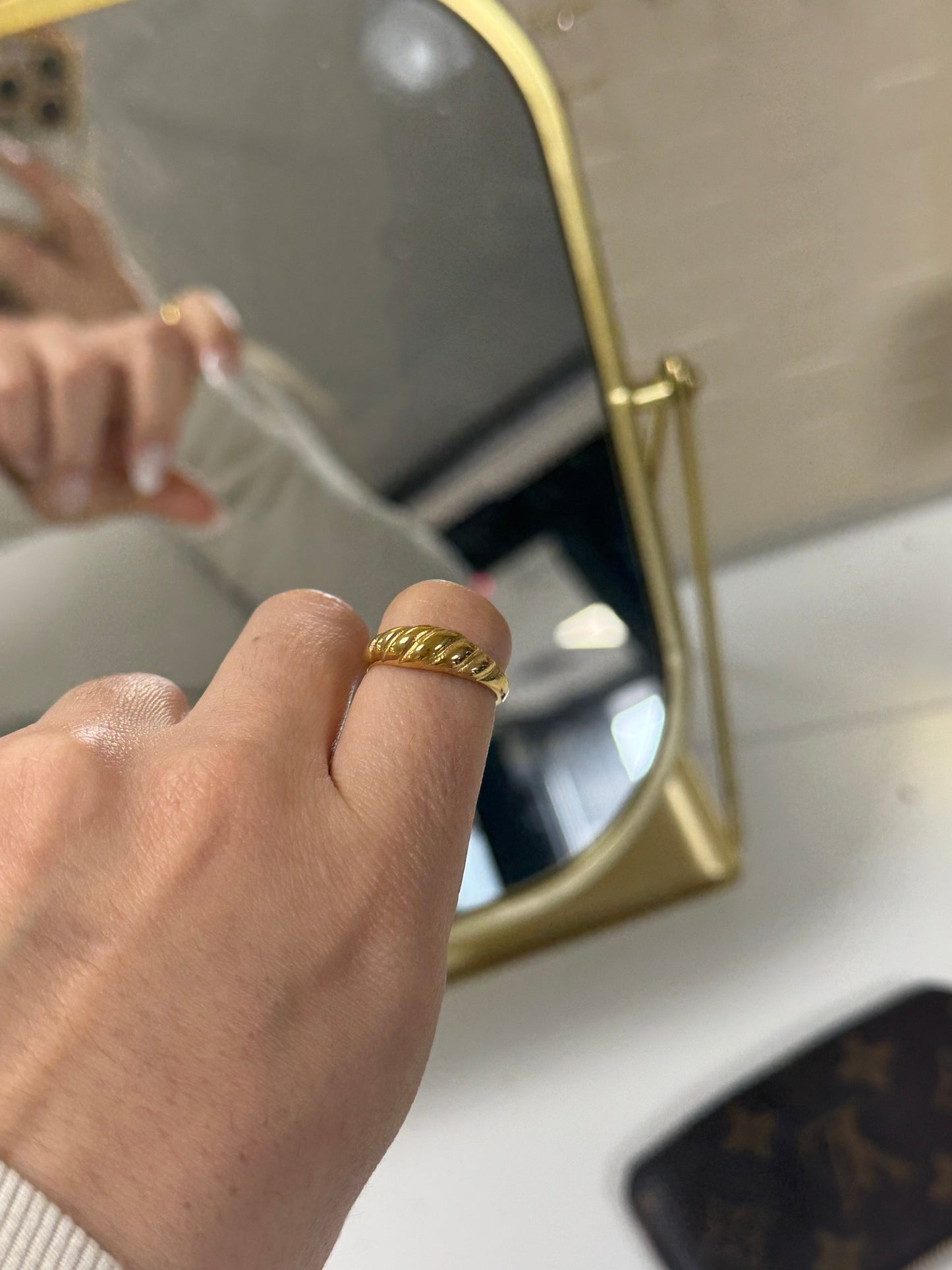 Gold croissant ring