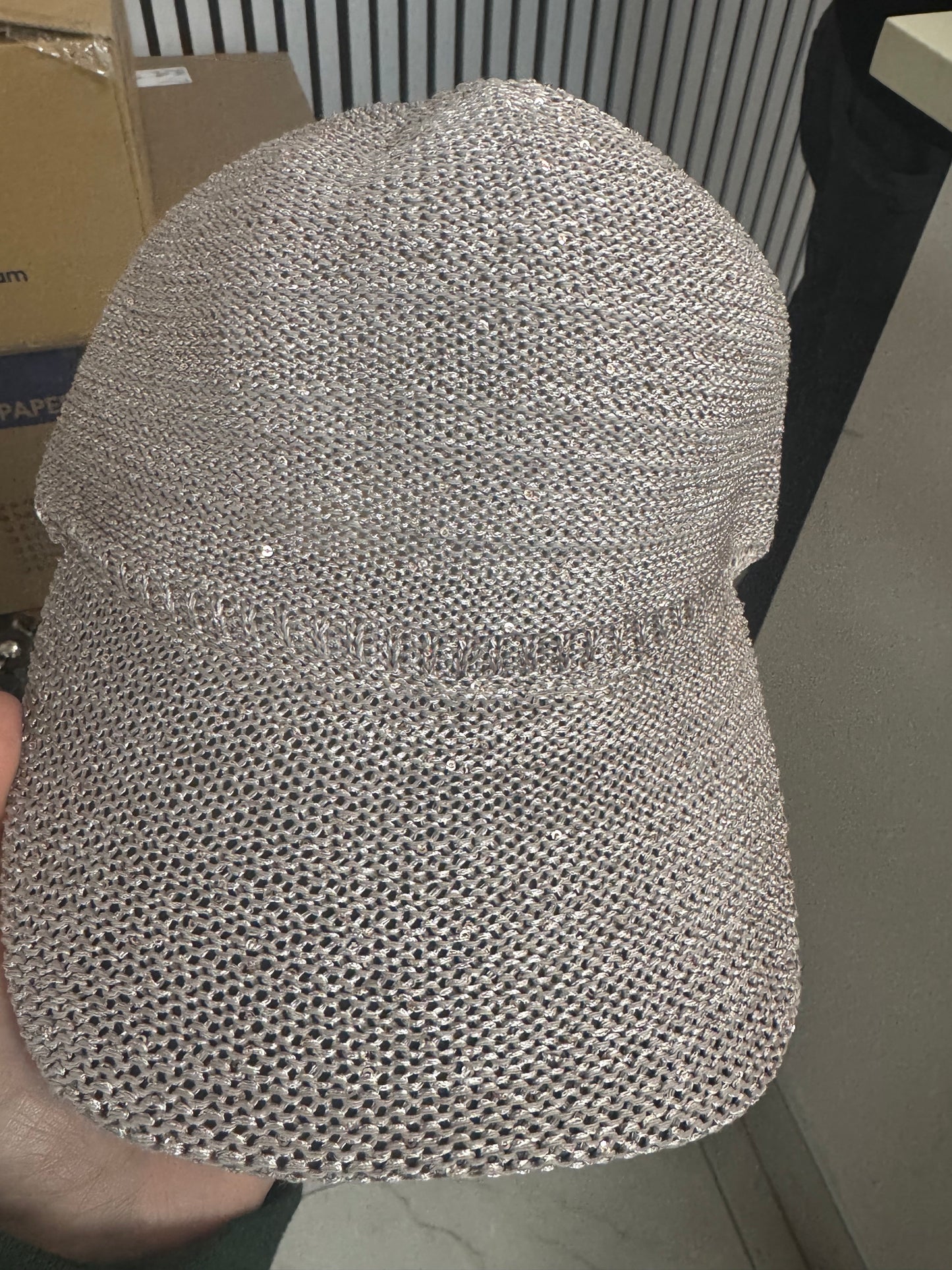 Beige glitter baseball hat