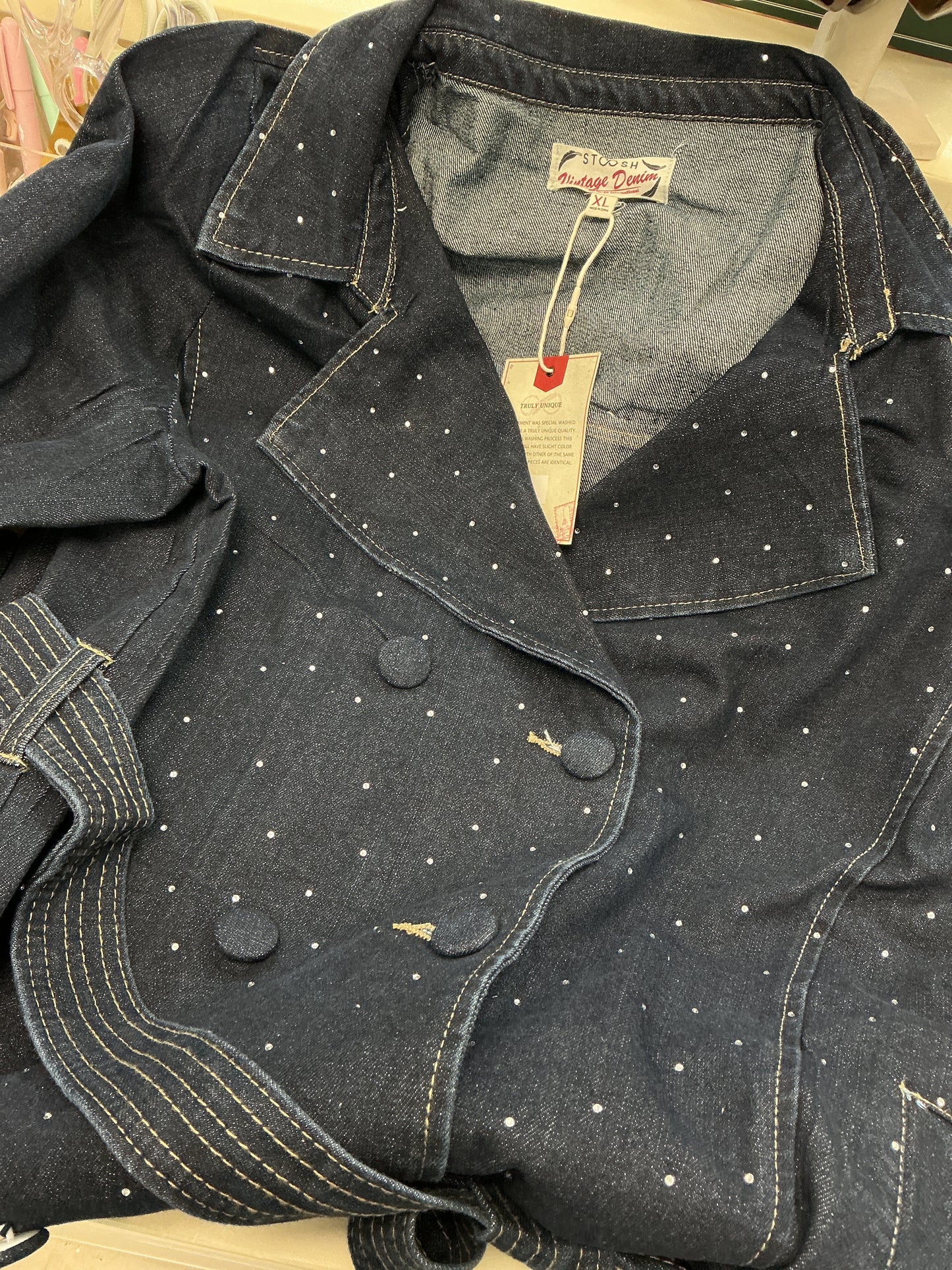 Rhinestone trench coat