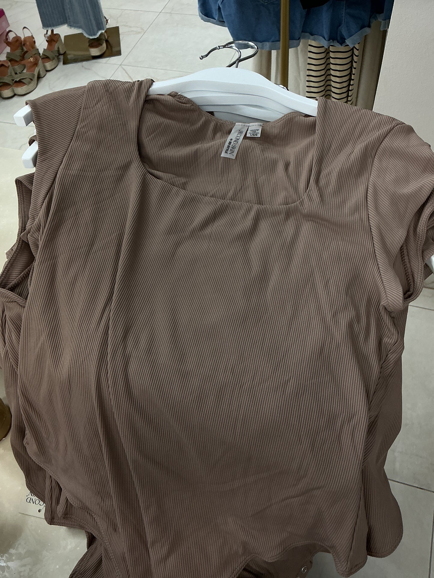 Brown square neck bodysuit