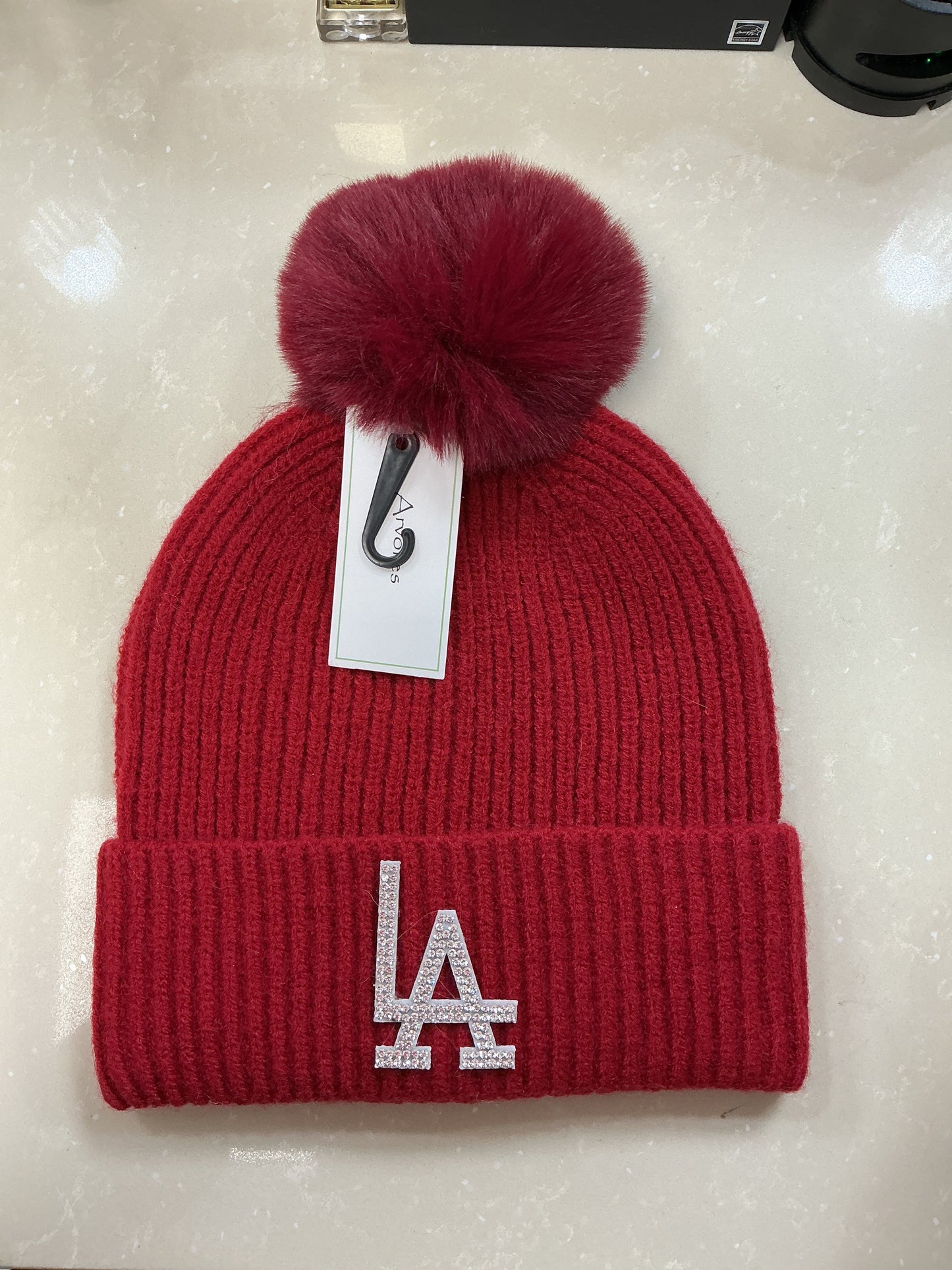 La red beanie