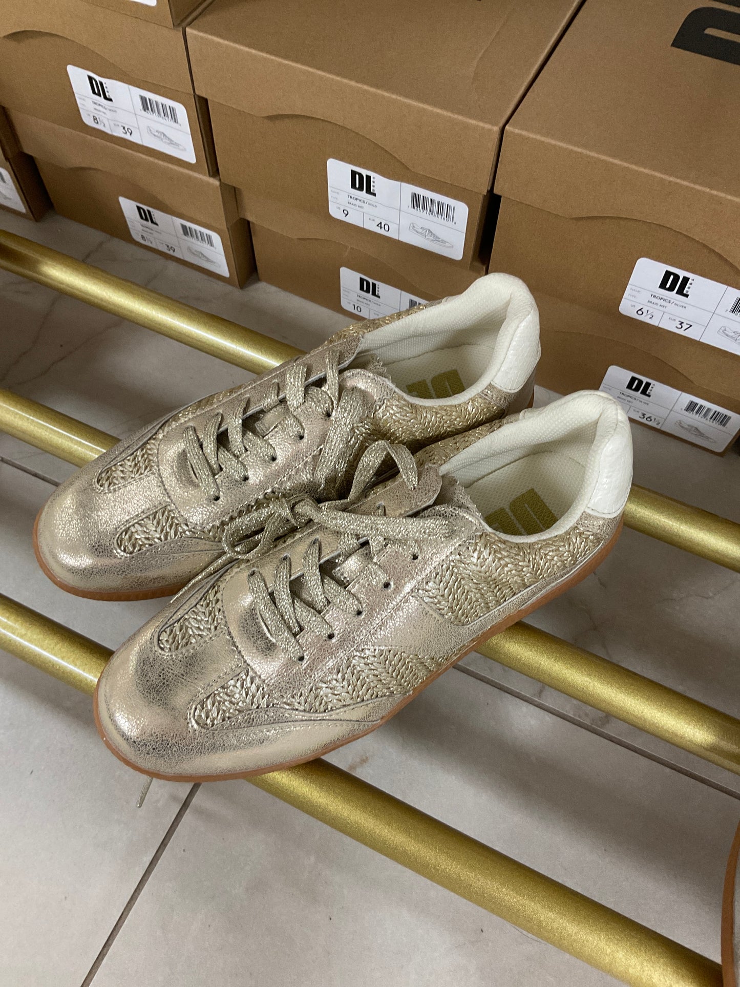 Gold shoes