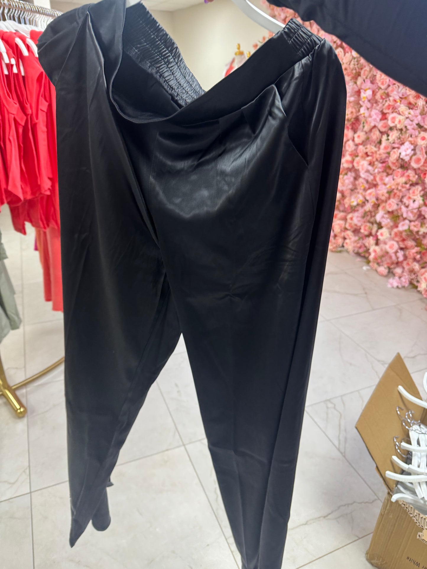 Black Wide leg satin pants