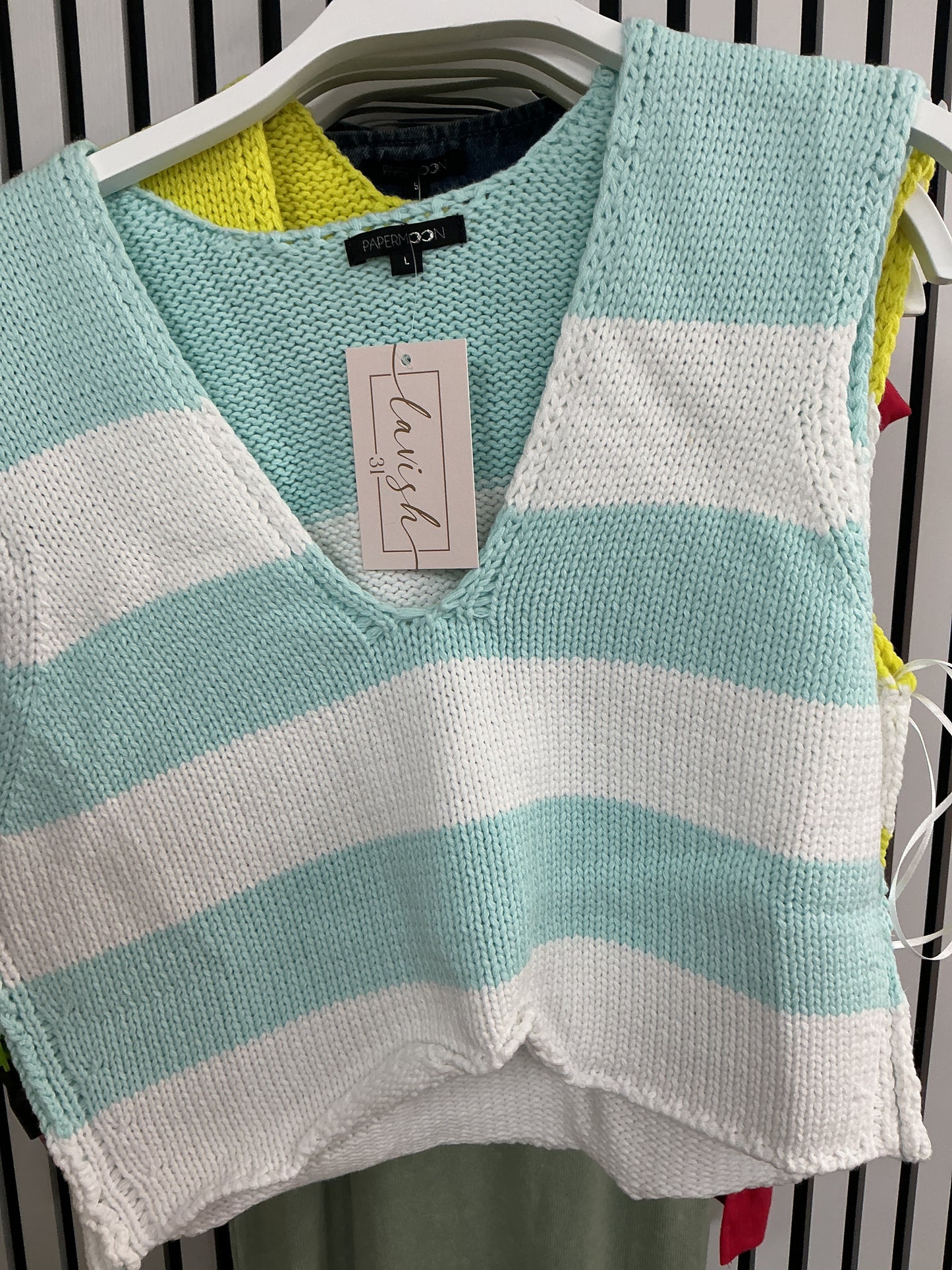 Mint and white striped top