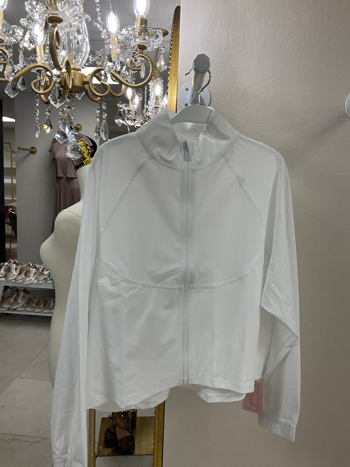 White workout zip up