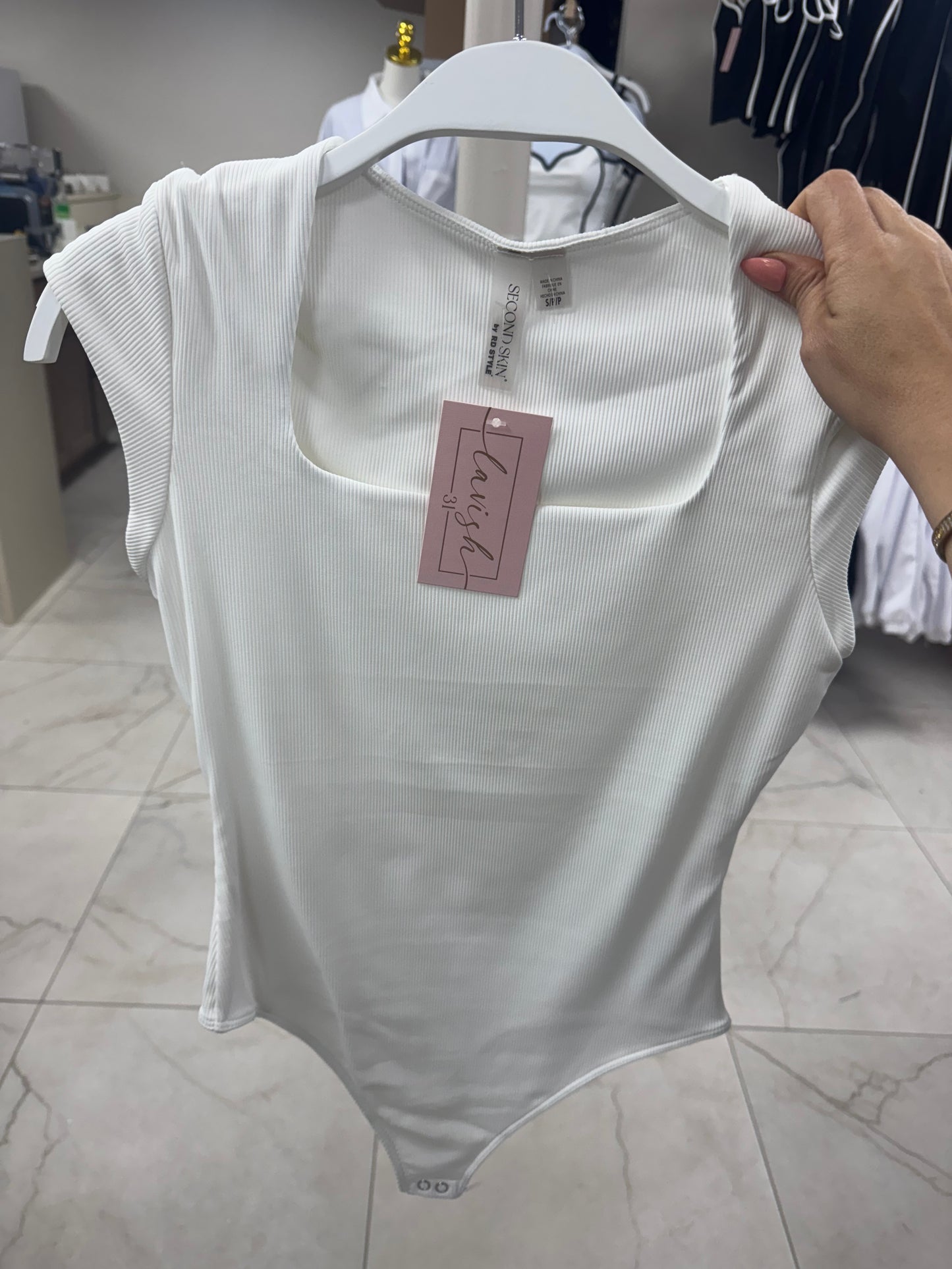 Ribbed rounded fitted bodysuit