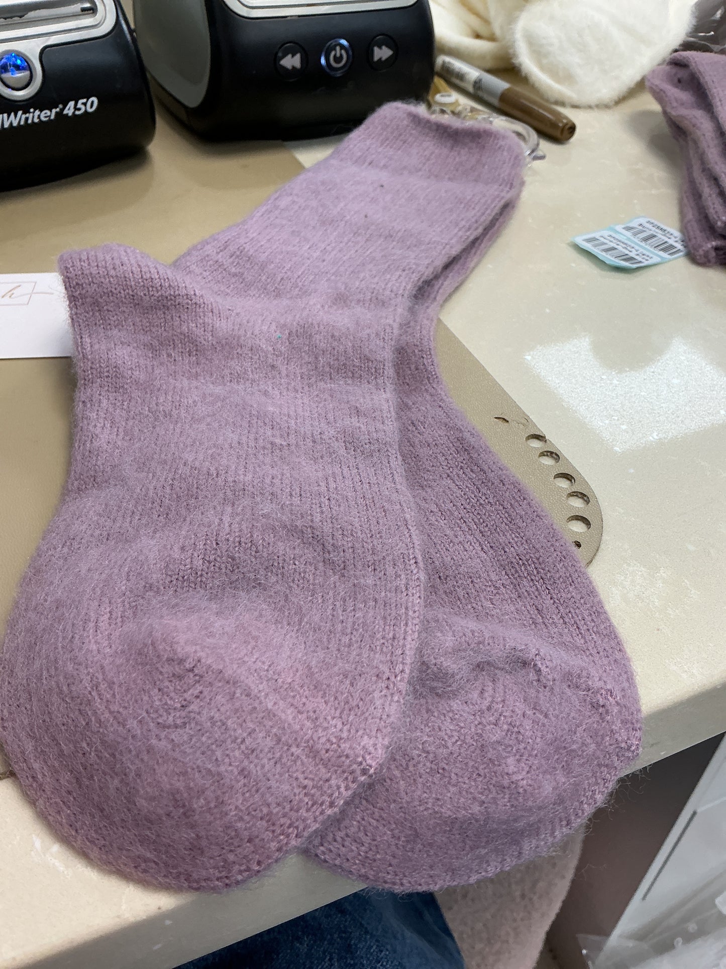 Warm soft light purple socks