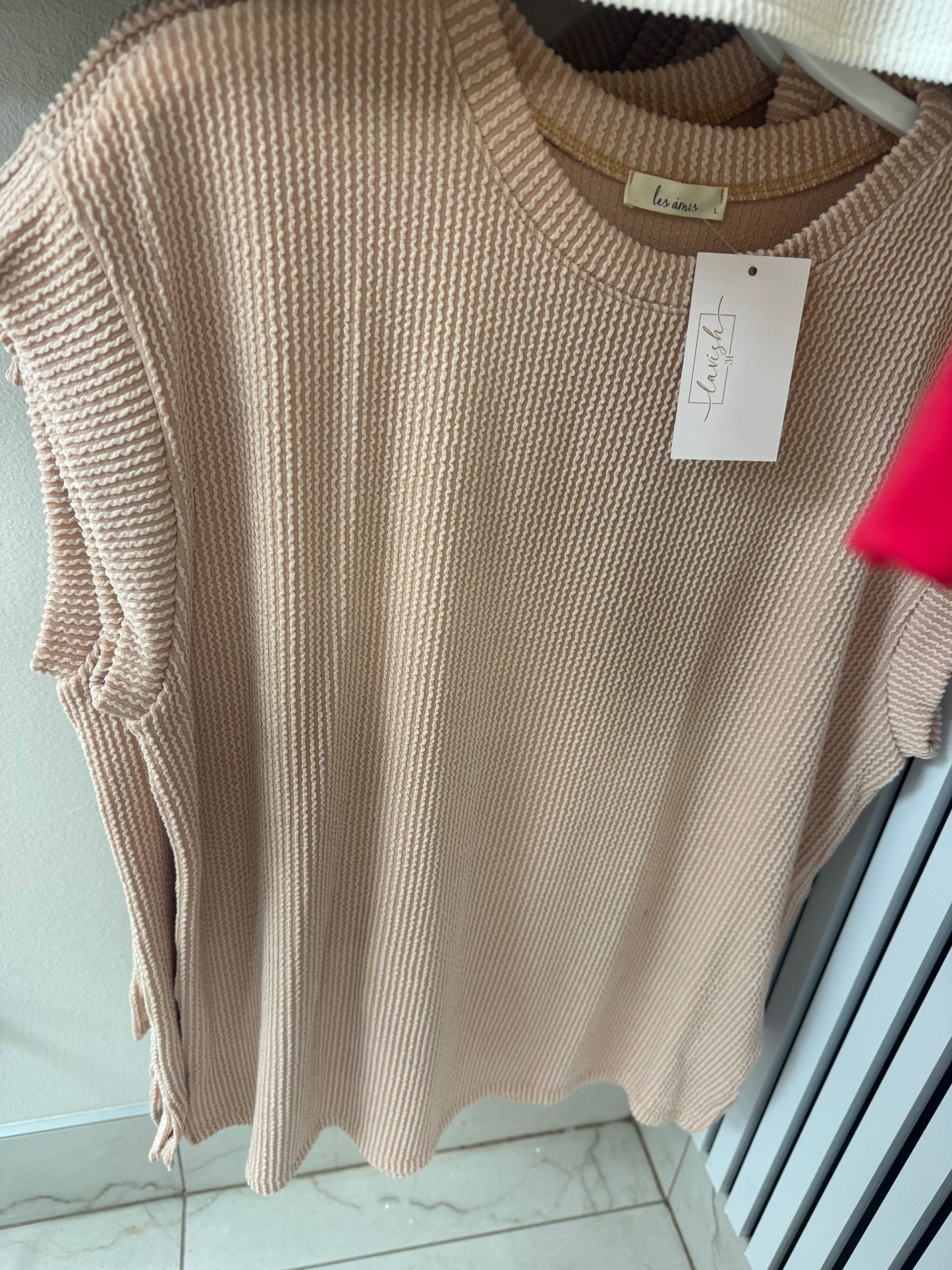 Peach ribbed top