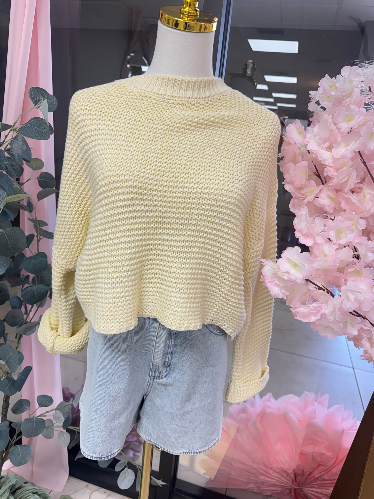 Yellow knitted sweater
