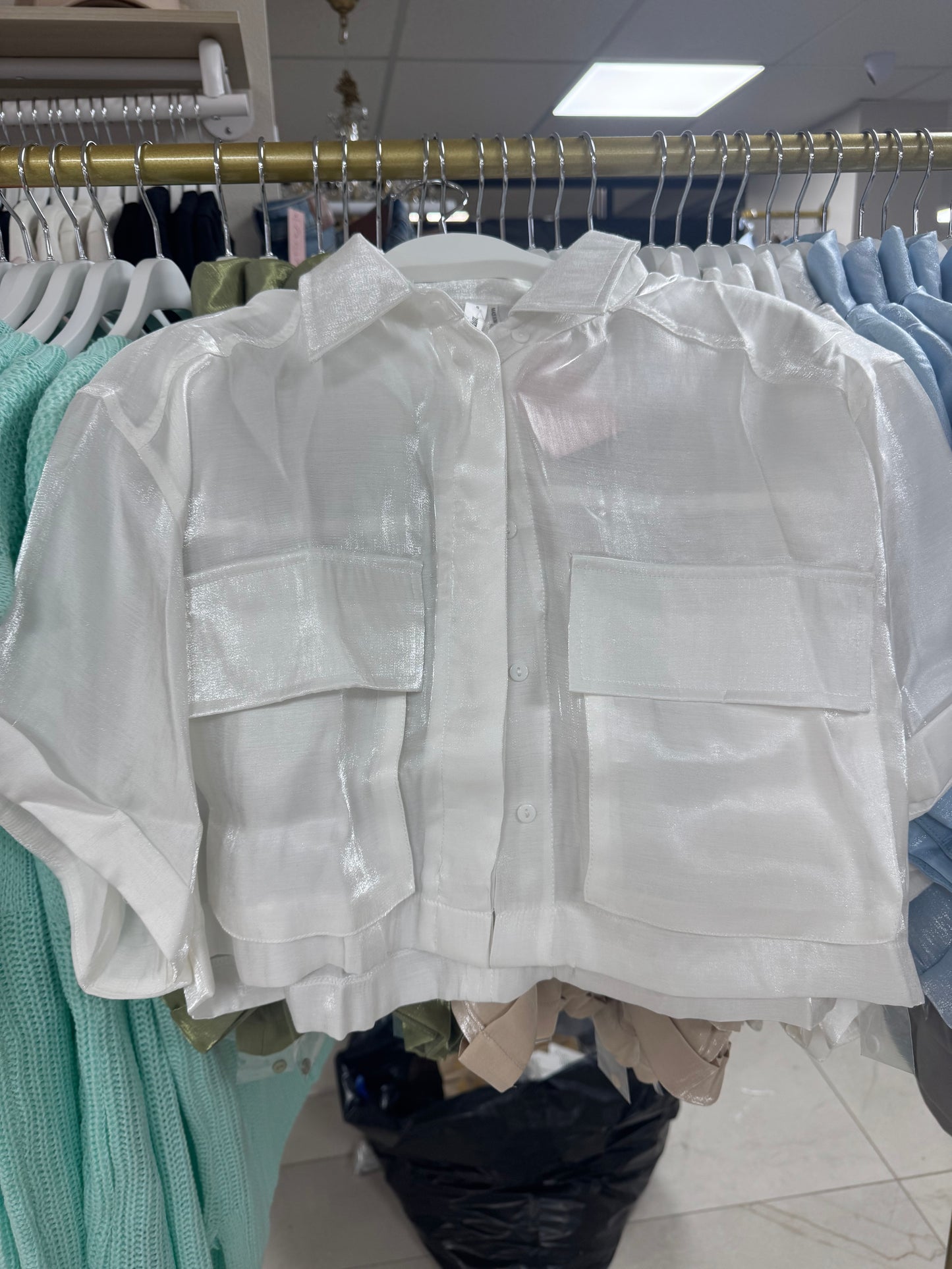 Cropped sheer button up