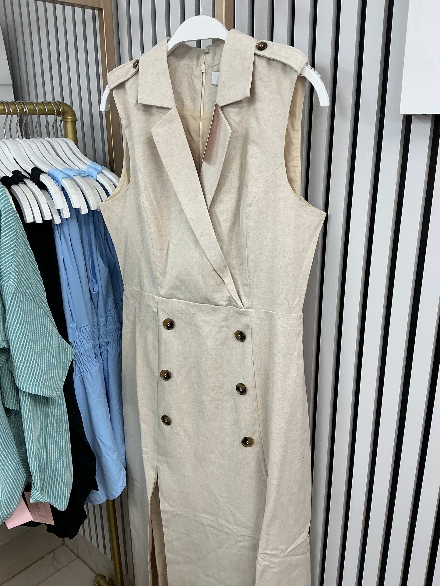 Beige suit dress