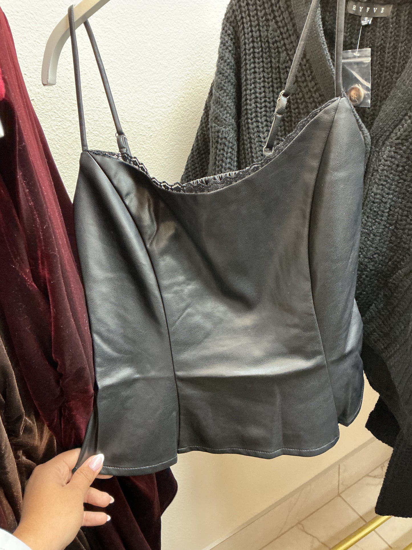 Black leather tank top