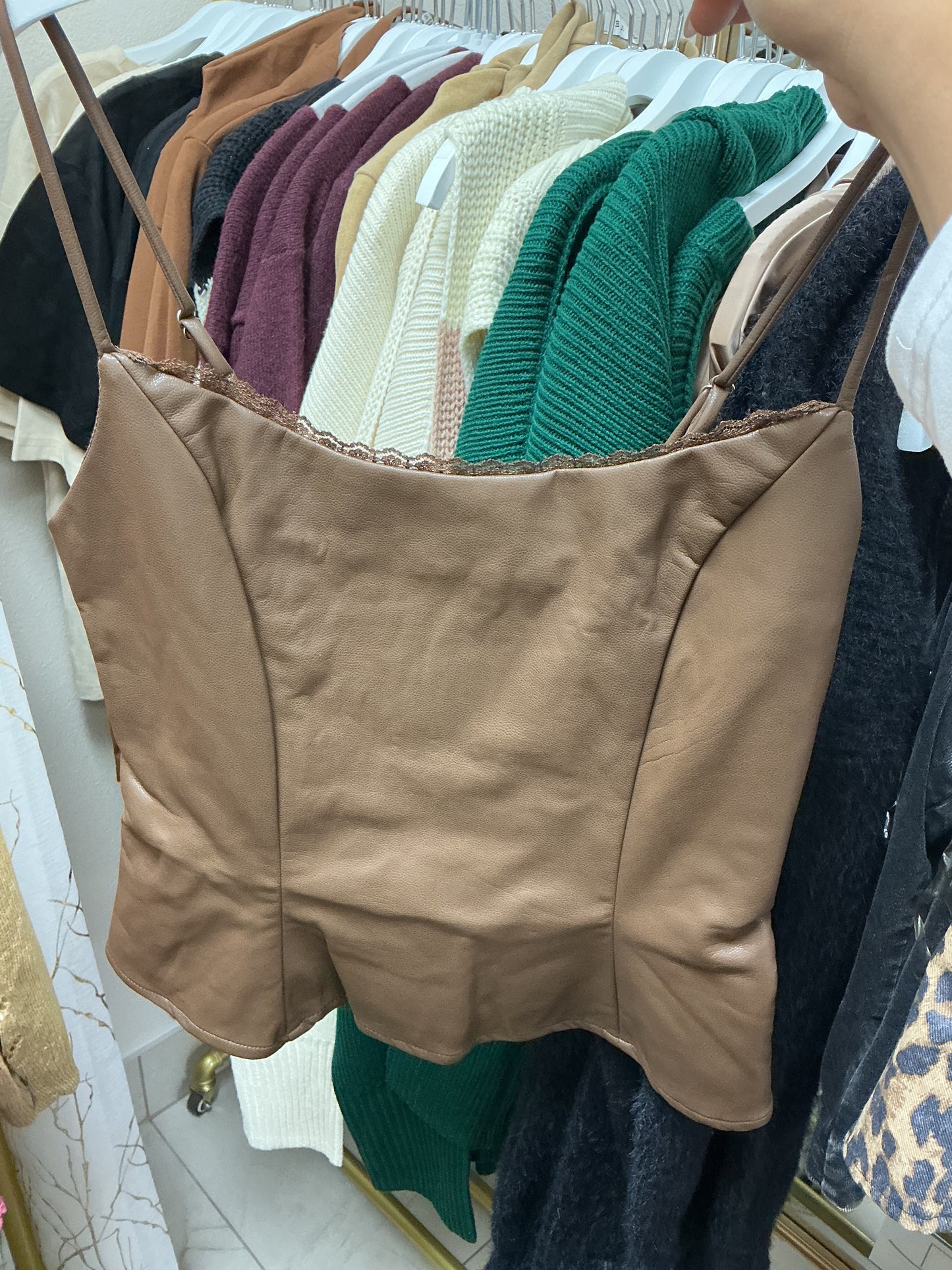 Brown leather tank top