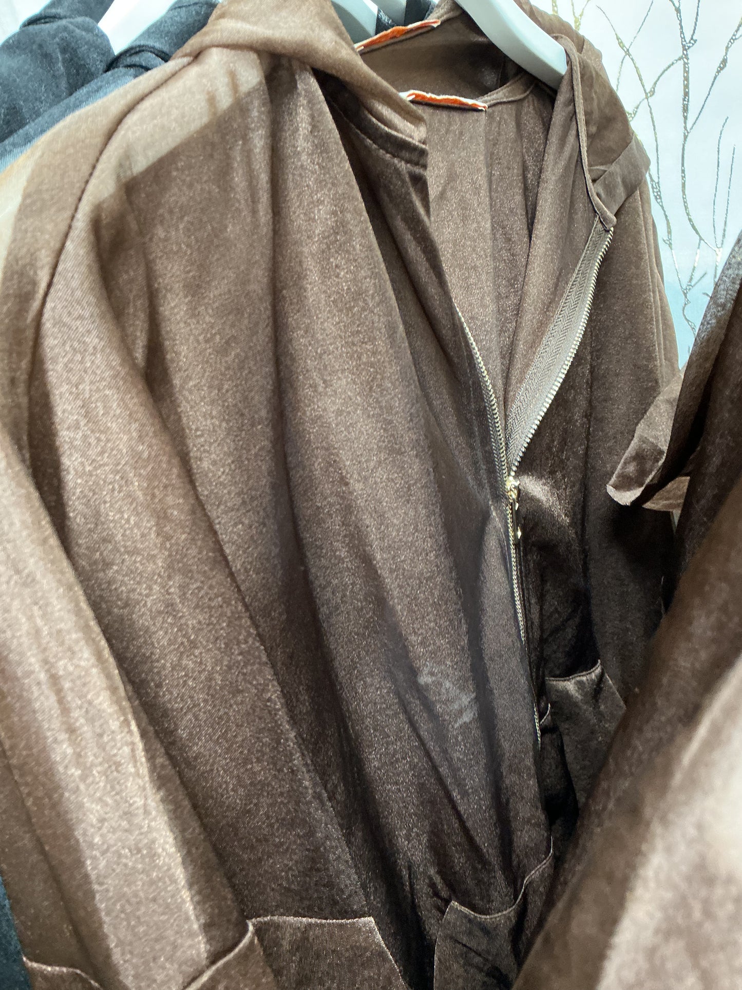 Brown sheer zip up