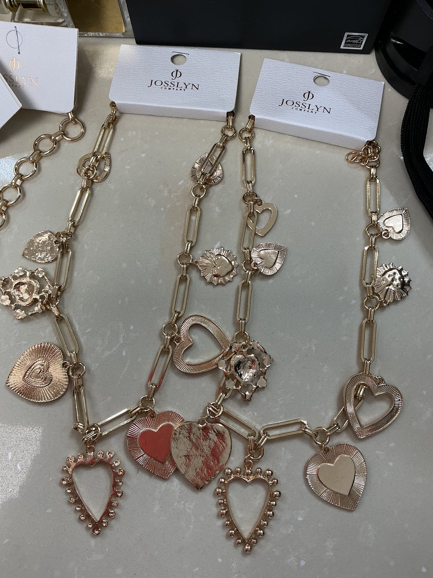 Multi heart paperclip necklace