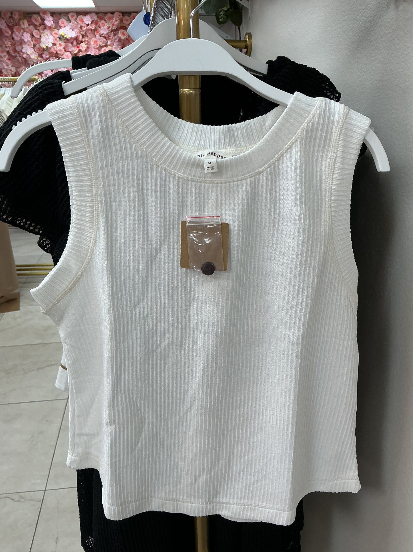 White top with the back buttons