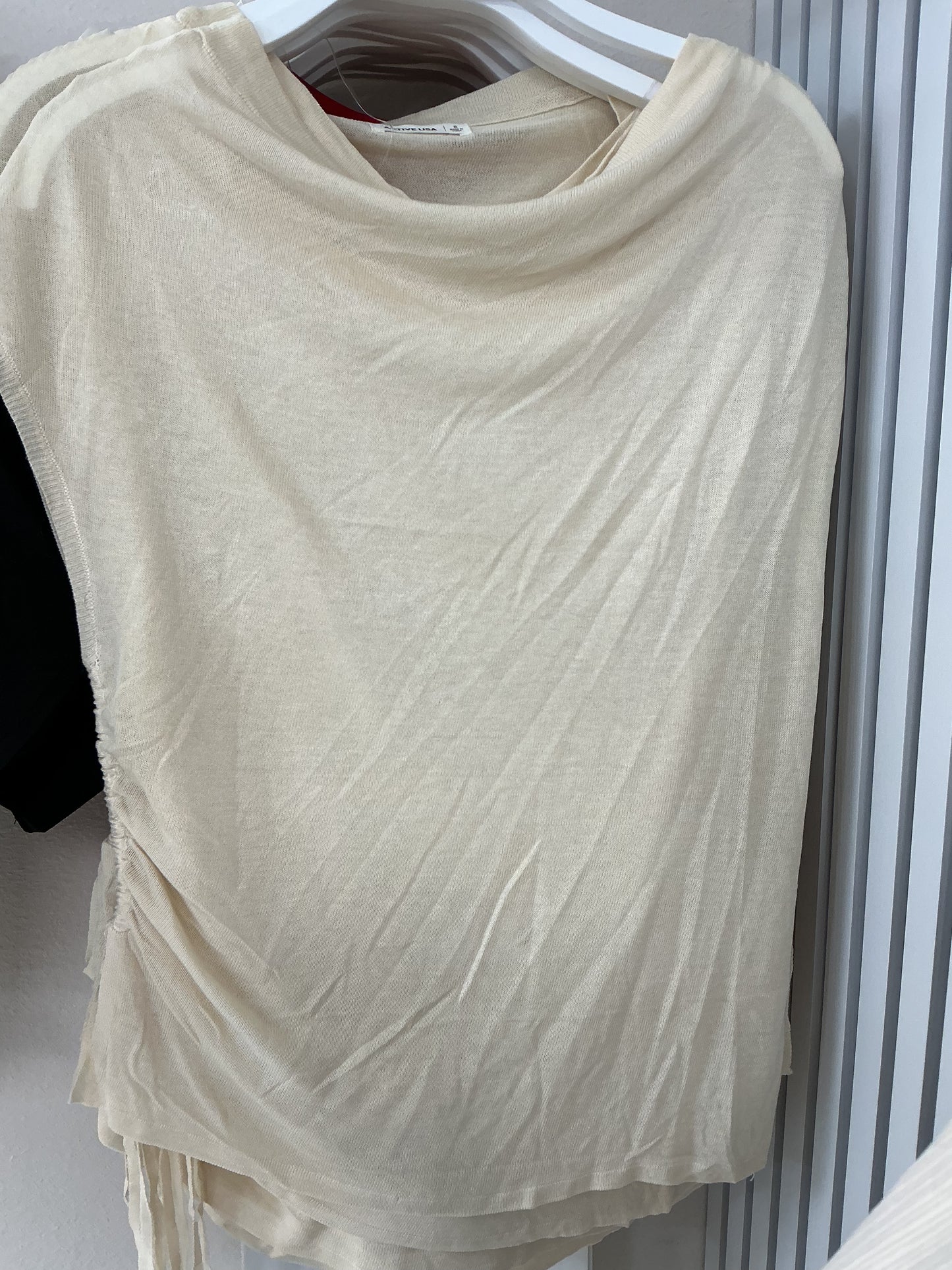 Beige sheer off the shoulder top