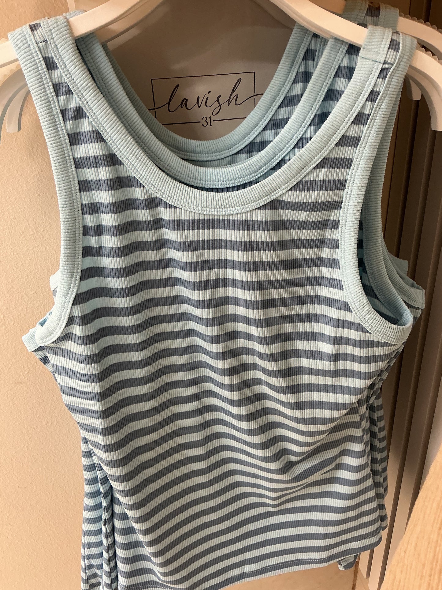 Blue striped top