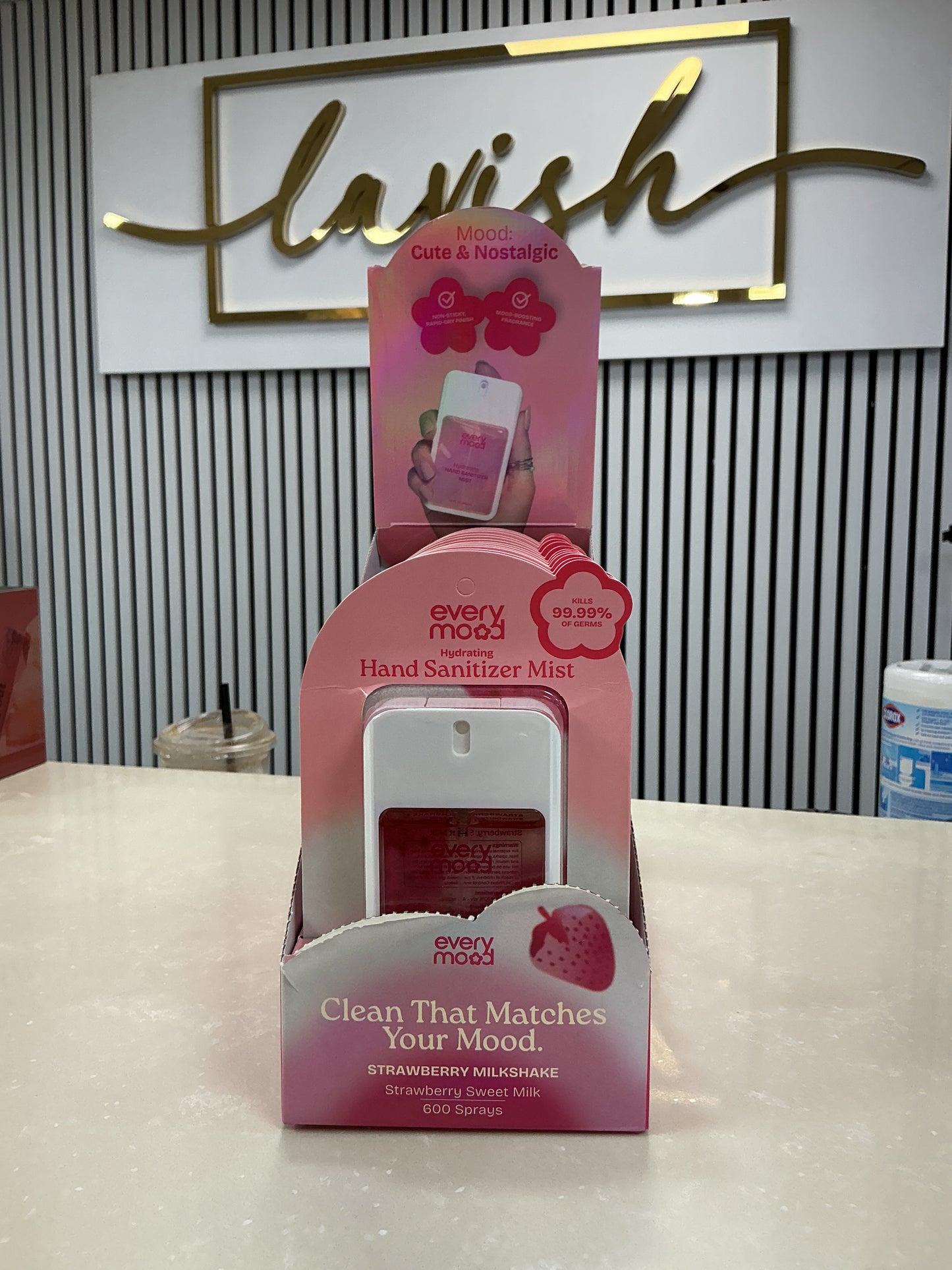 Pink hand sanitizer