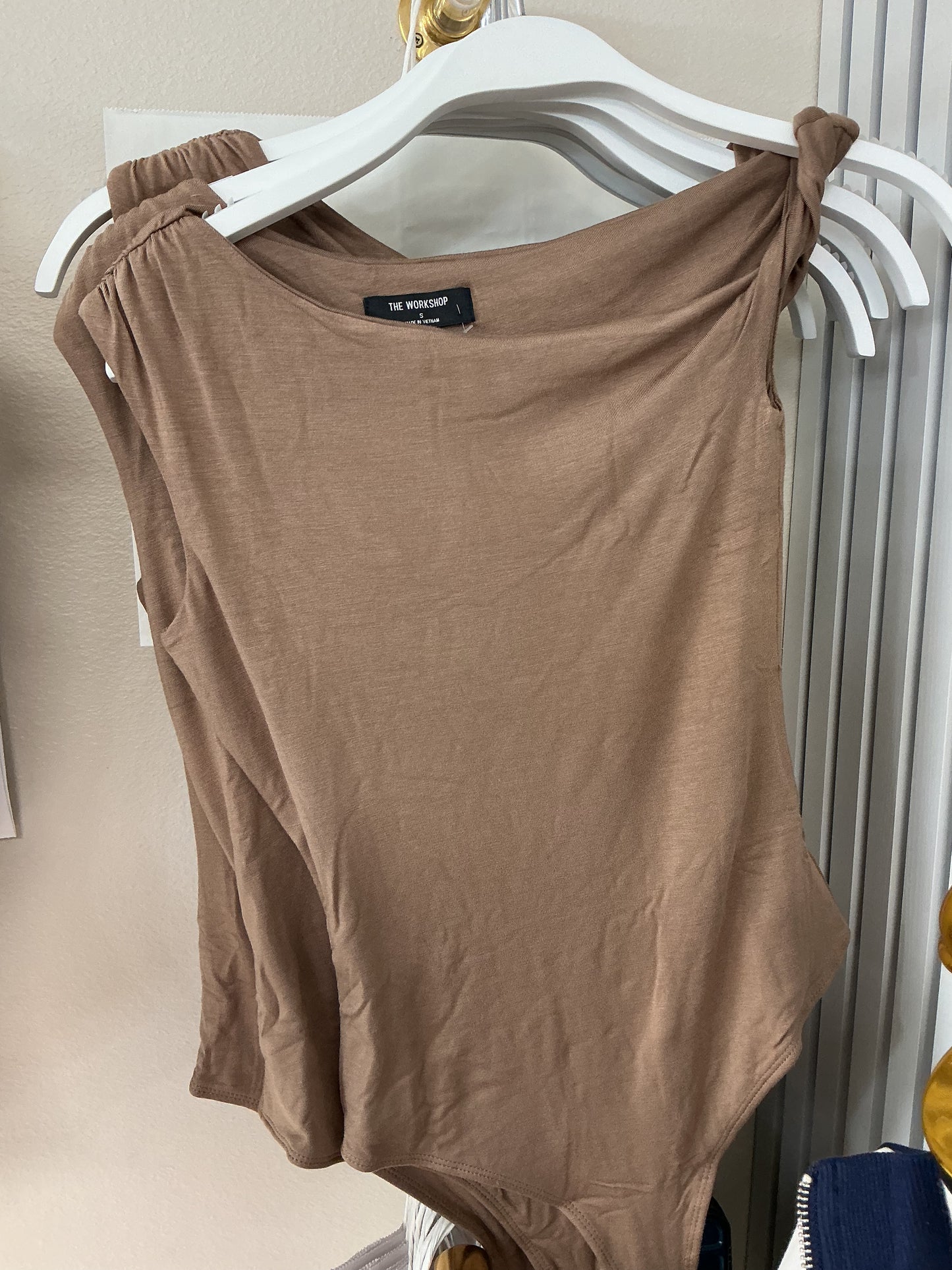Brown off the shoulder body suit
