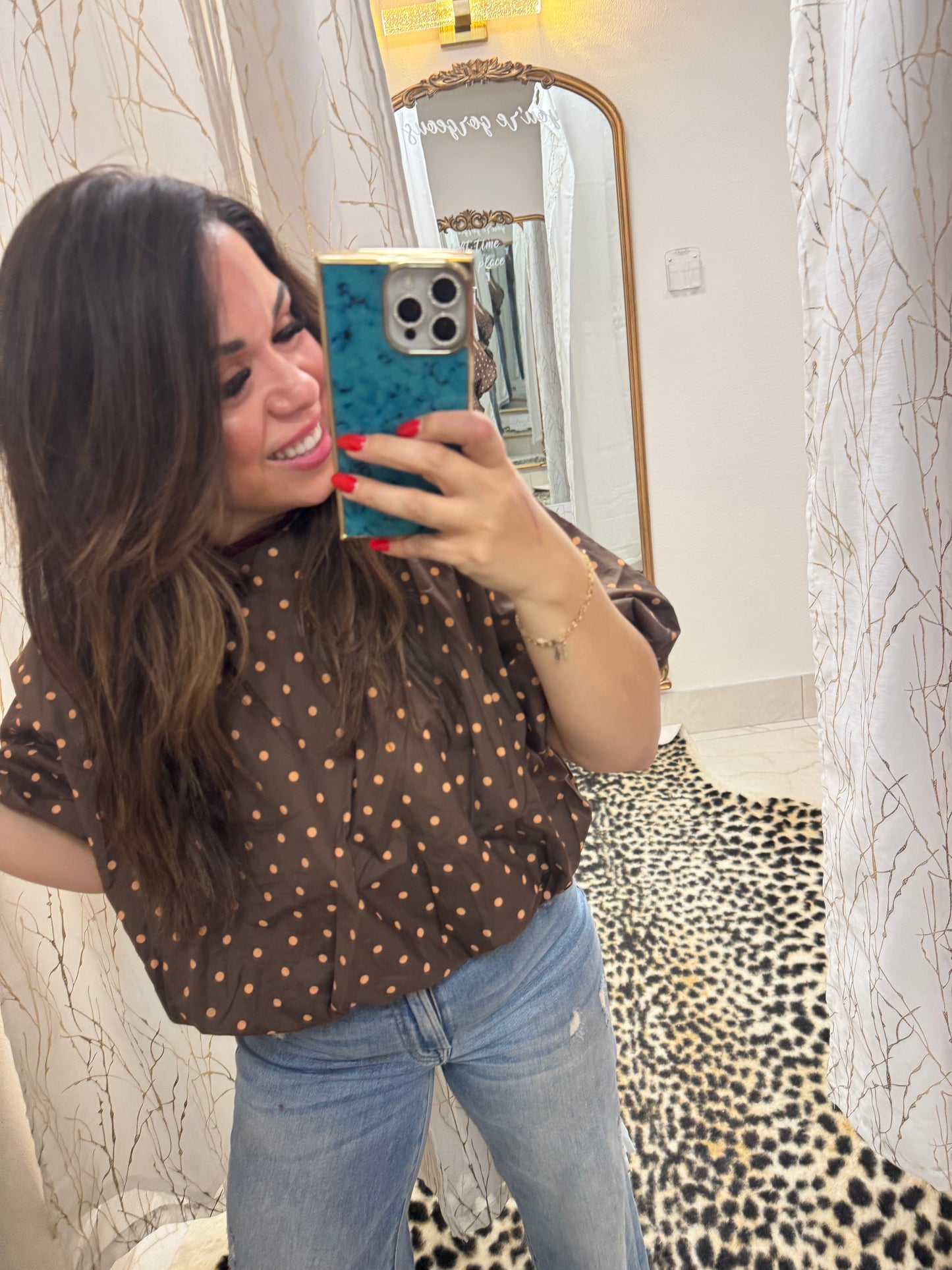 Brown polkadot bubble top
