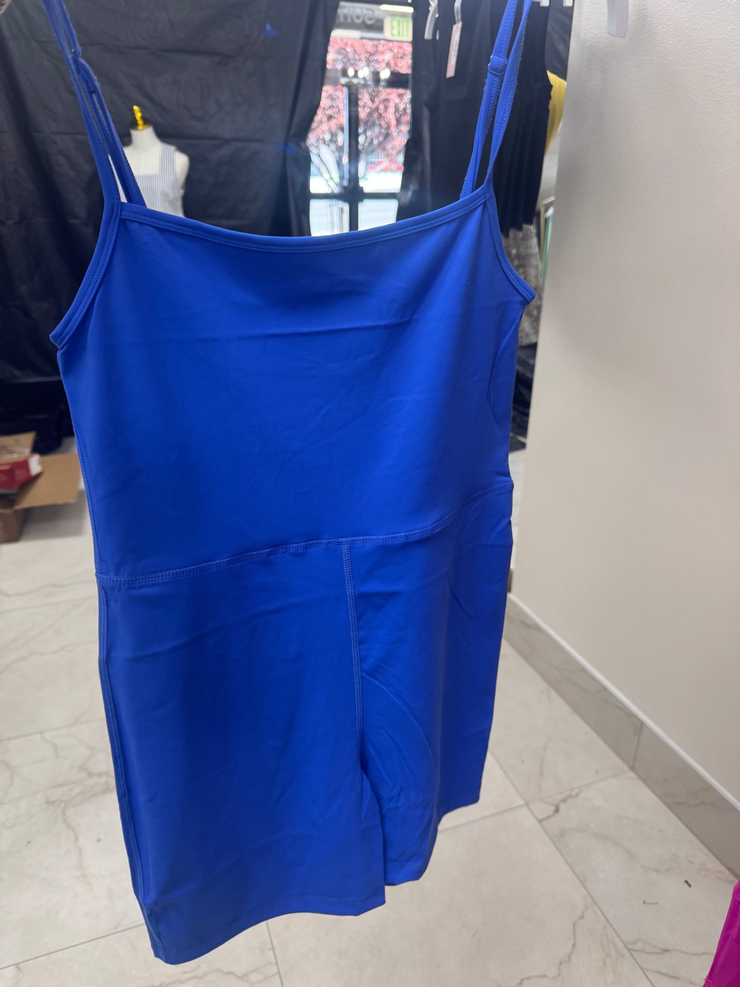 Blue active wear romper onesie