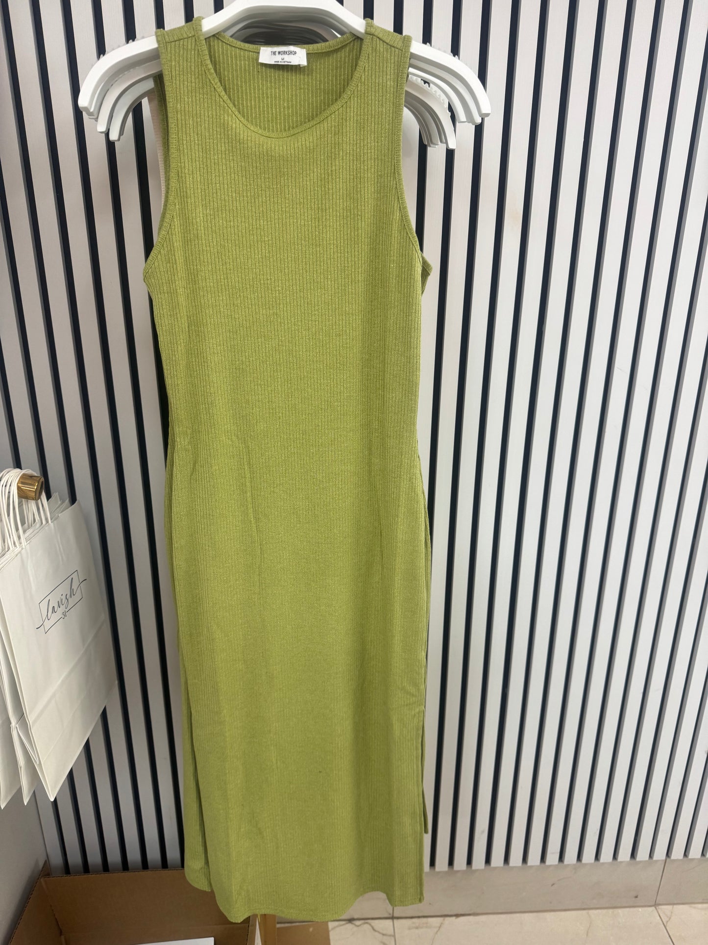 Green dress side slit