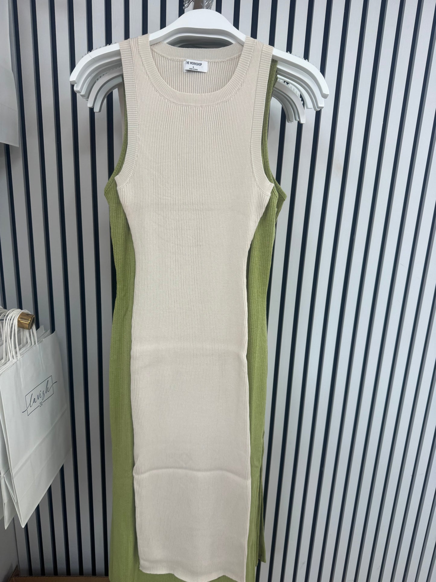 Beige dress with slit