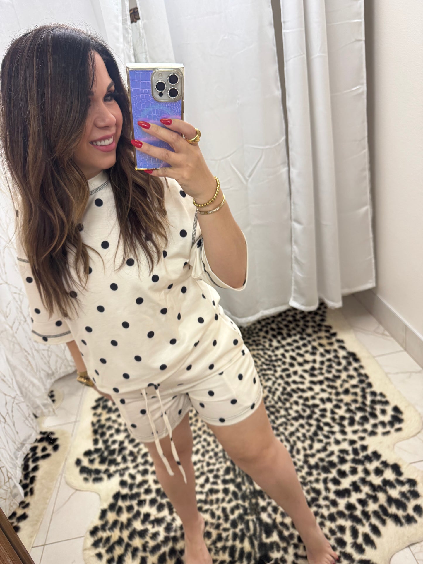 Off white Polka dot shorts