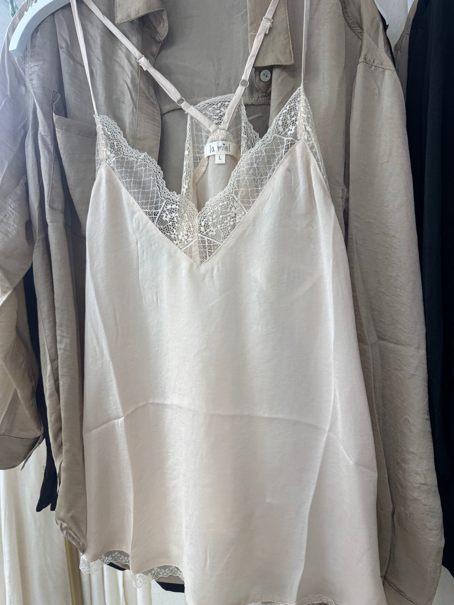 Silk lace tank top