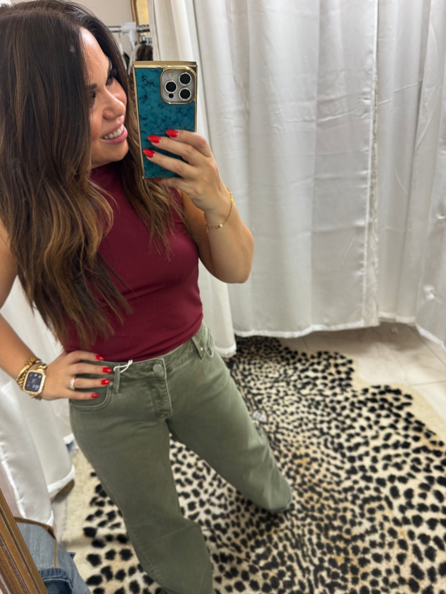 Green Risen Jean with Tummy control