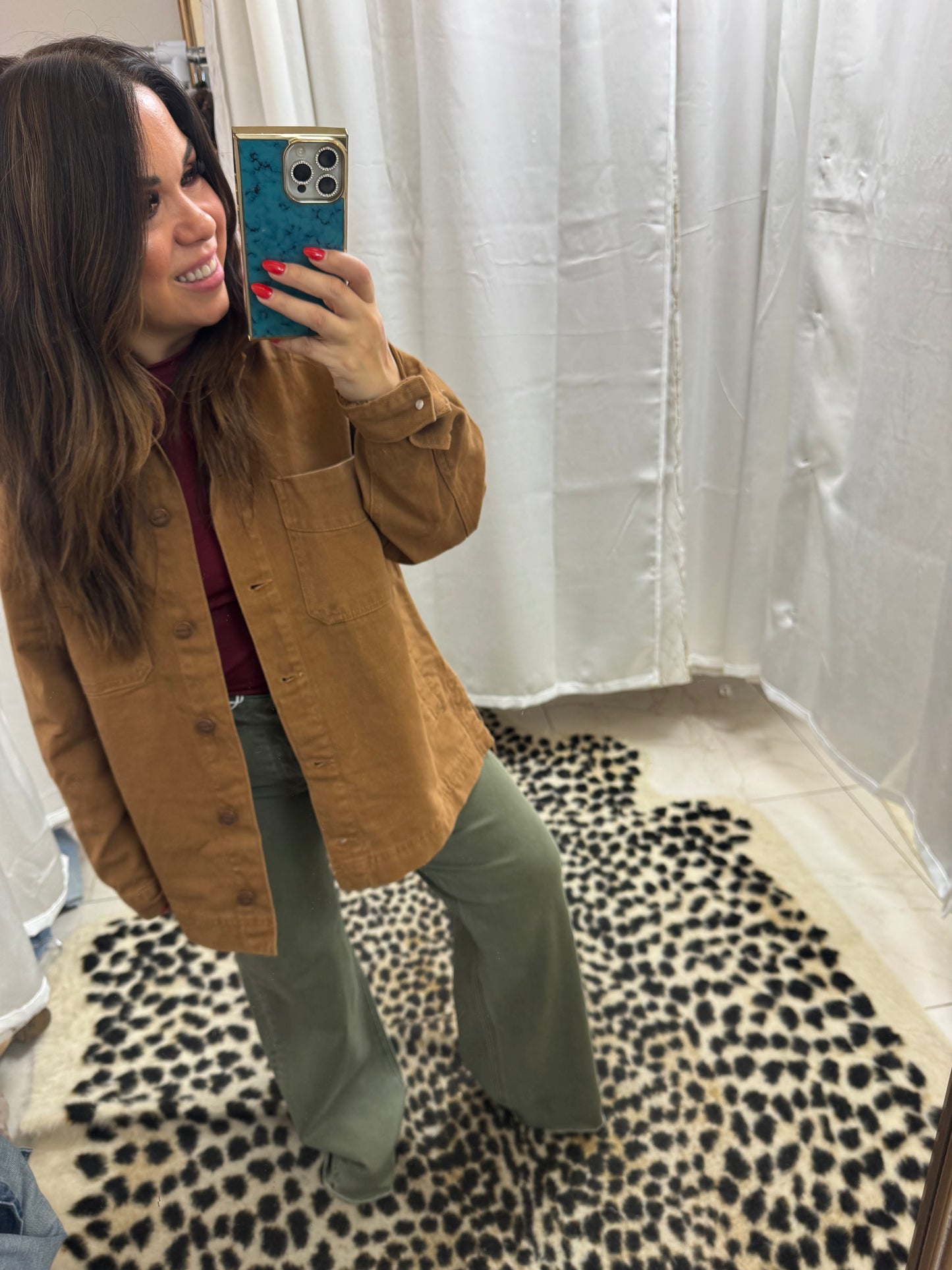 Risen Oversize brown button up gene jacket