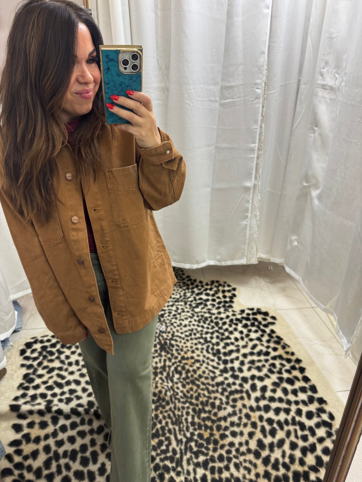 Risen Oversize brown button up gene jacket