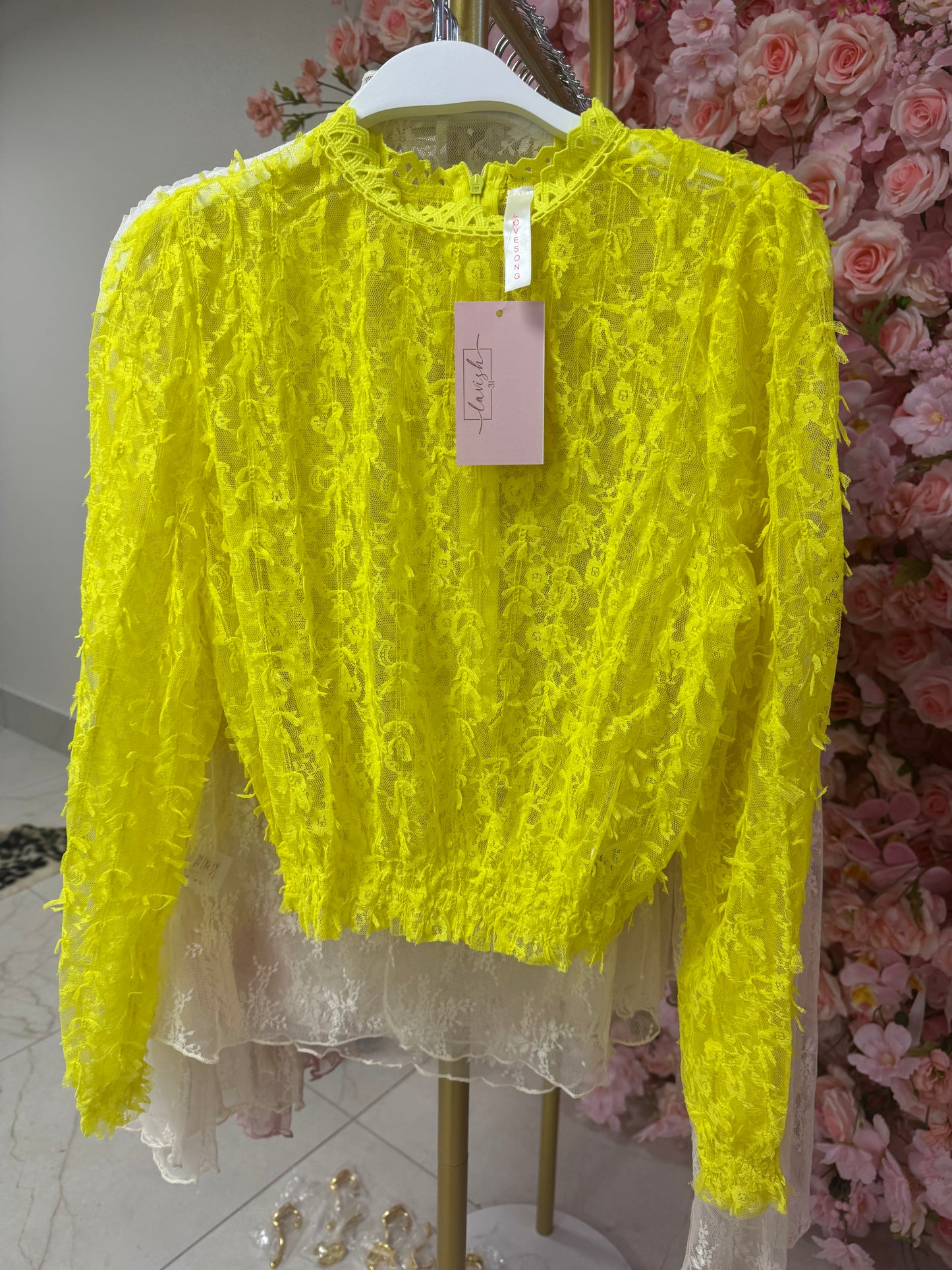 Yellow floral lace