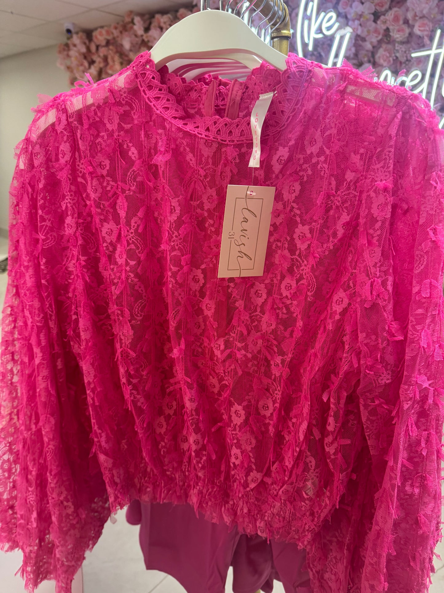 Pink floral lace