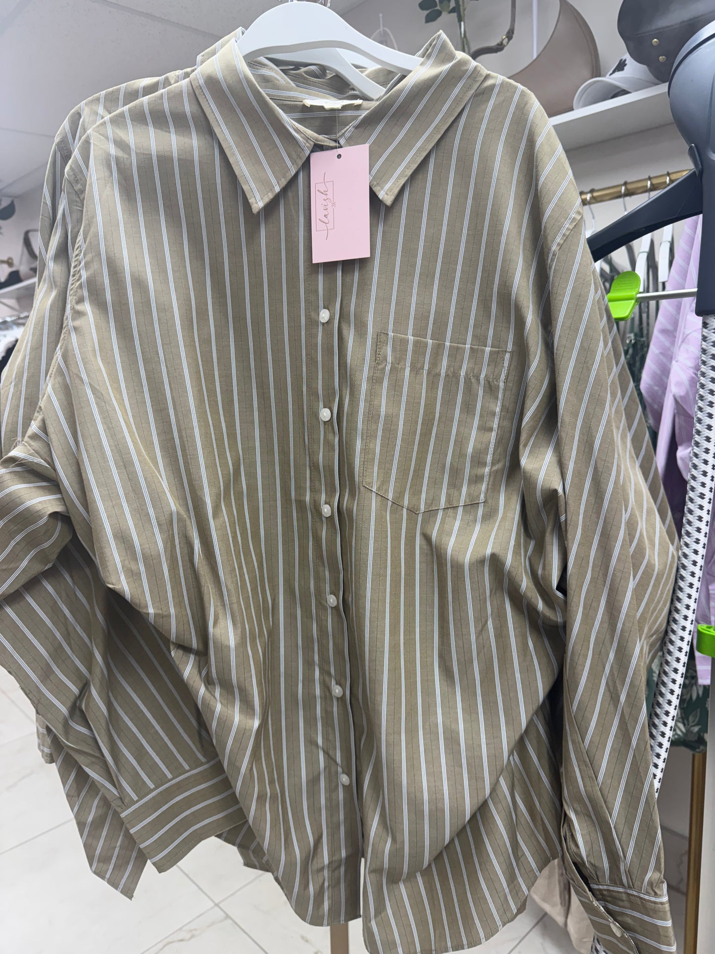 White and beige stripped long sleeve