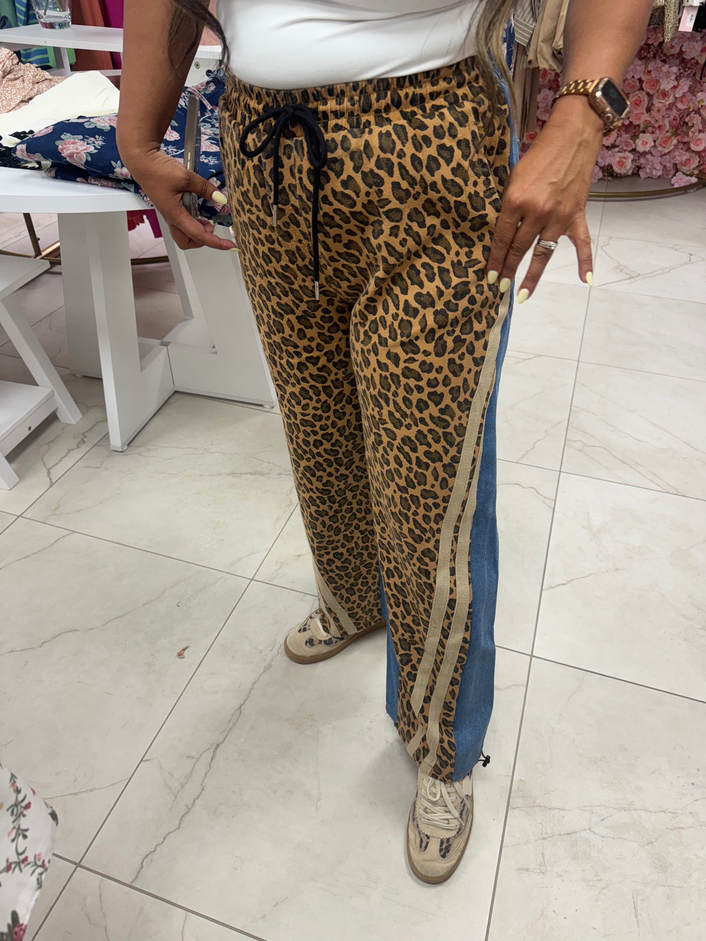 Leopard stripe jeans