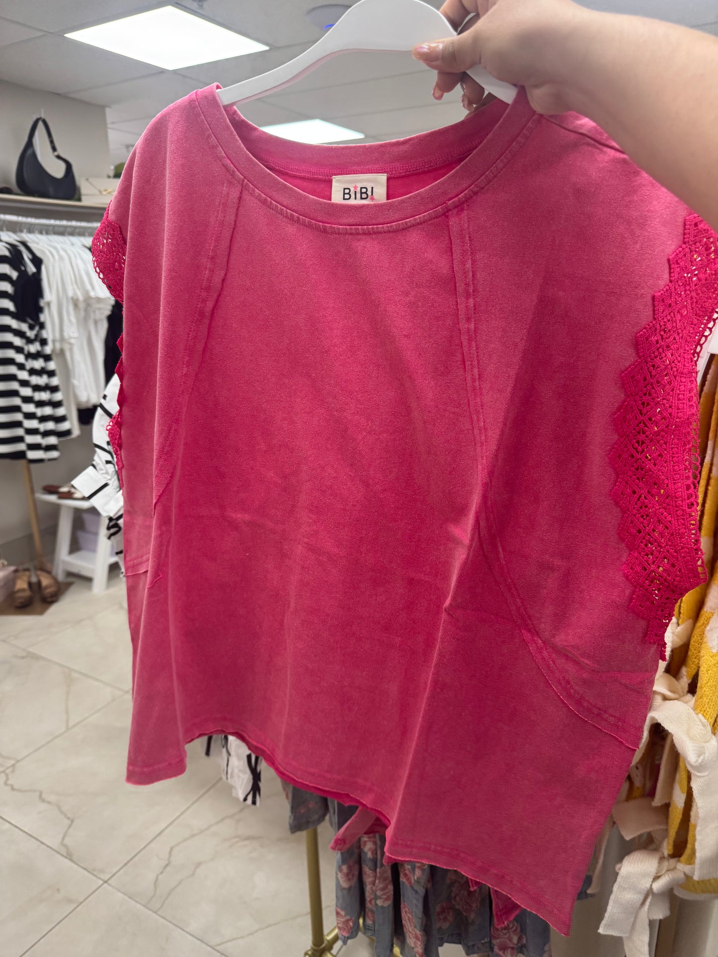 Pink lace top