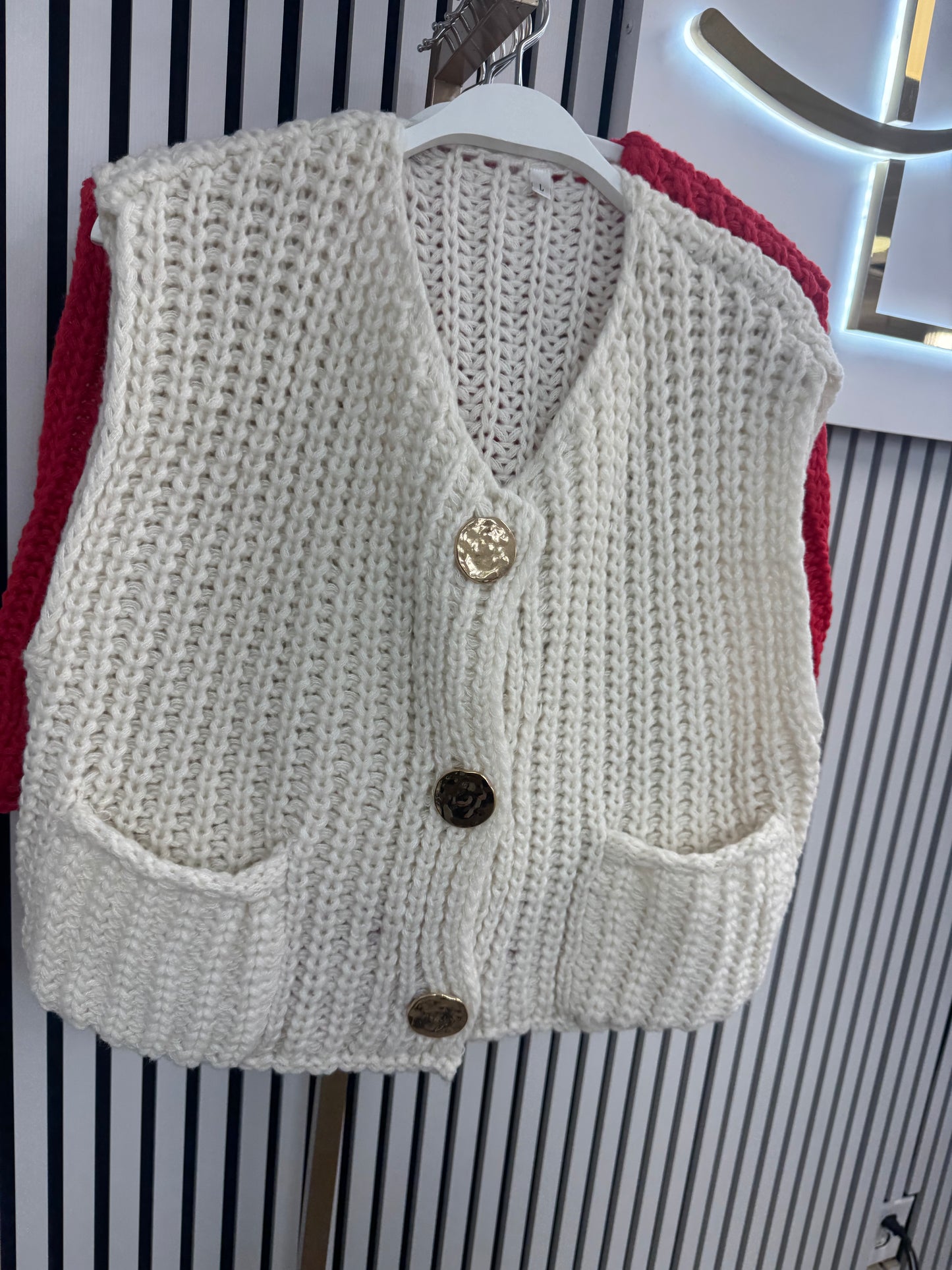 White button up knotted vest