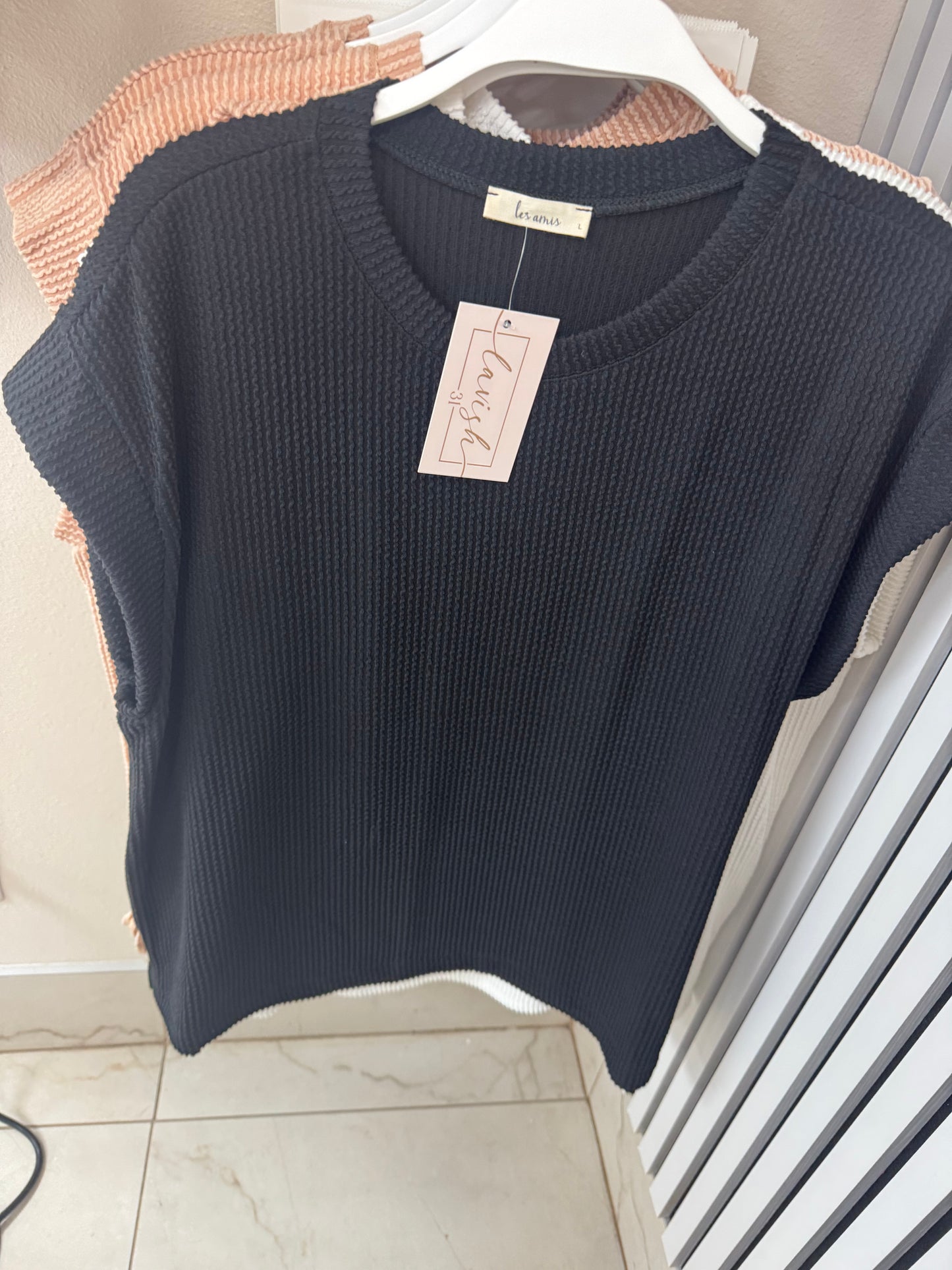 Black ribbed sleeveless top
