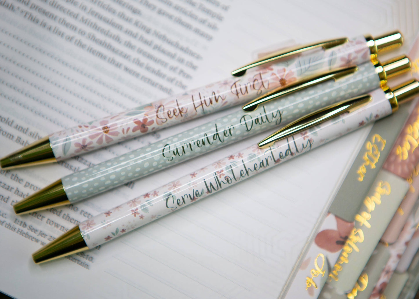 Floral Christian pens( seek him first)