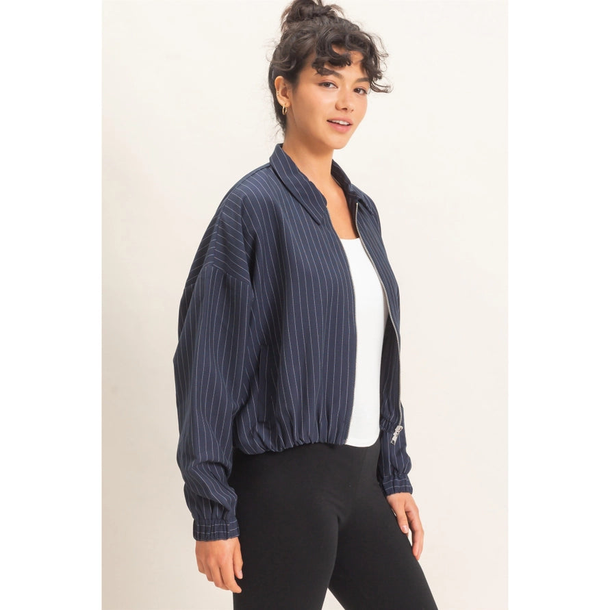 Blue striped jacket
