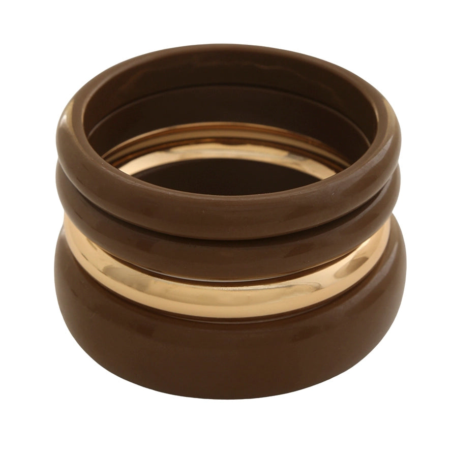Brown and gold bangle bracelets