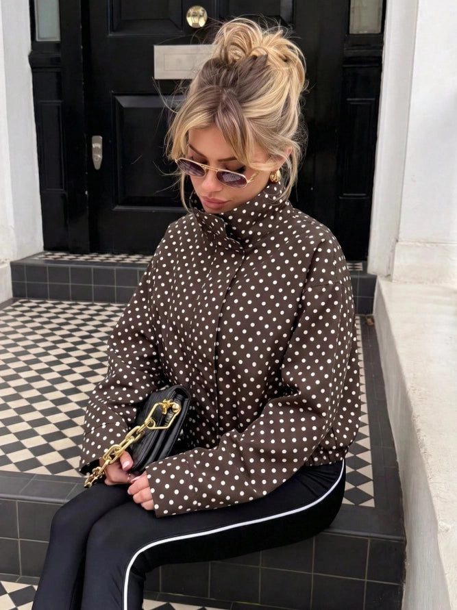 Polka Dot Relaxed Fit Pocket Jacket
